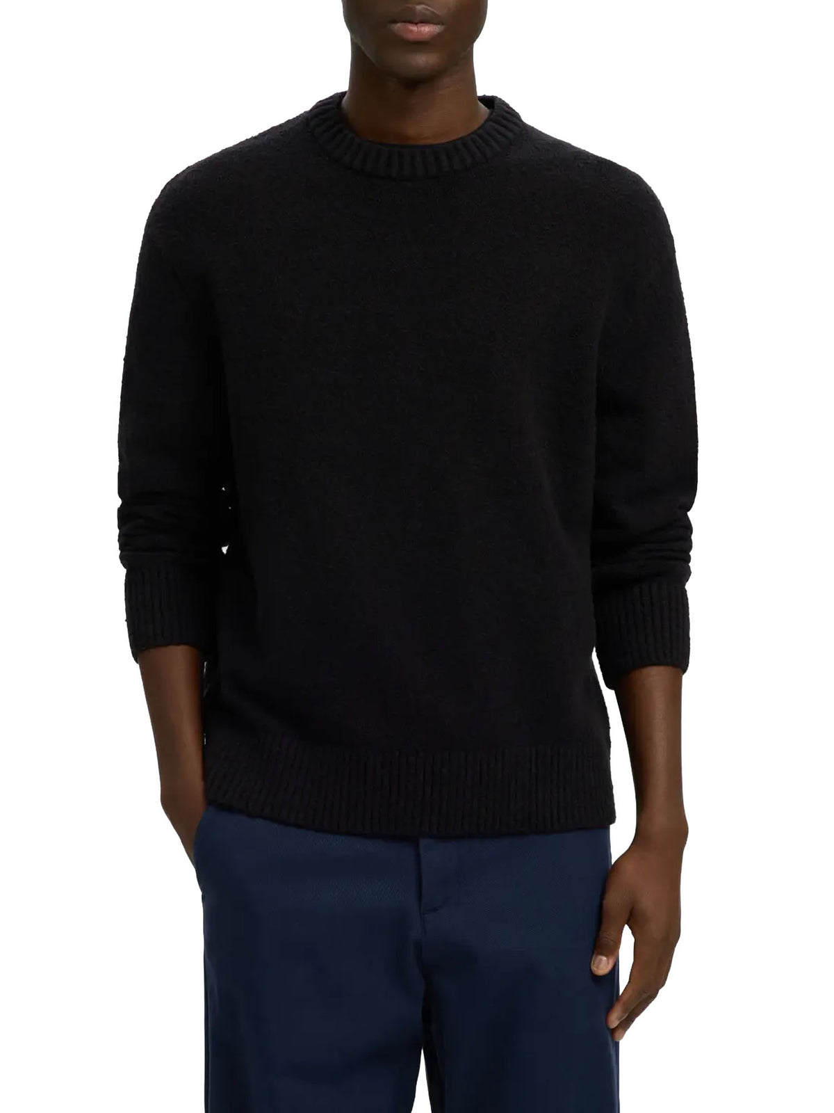 Selected SLMAlex LS Knit Rlx Crew Neck Noos Nero