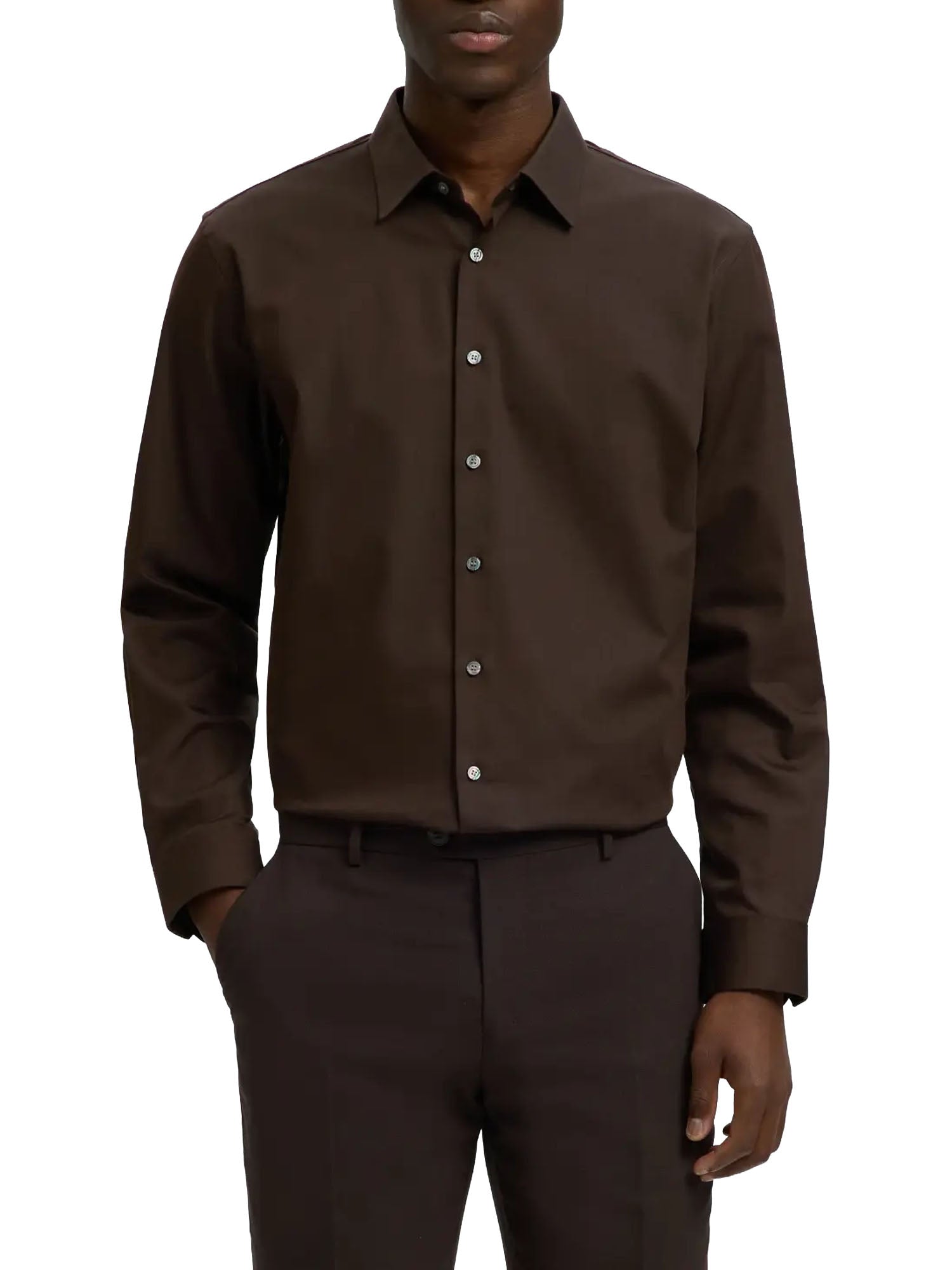 Selected Camicia SLMFILIP Performance Slim Marrone
