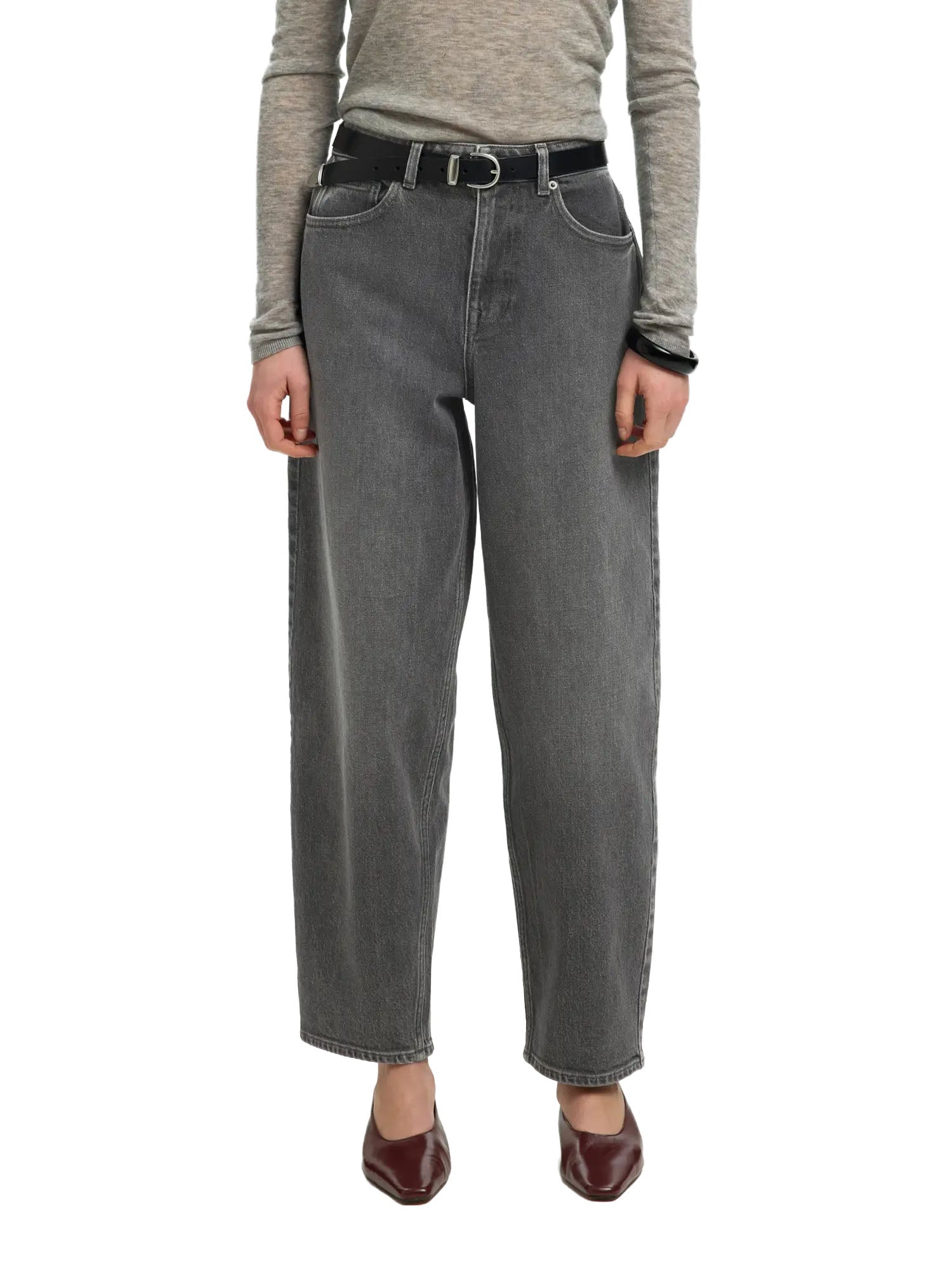 Selected SLWBarrel Bea-Kori HW Jeans Grigio