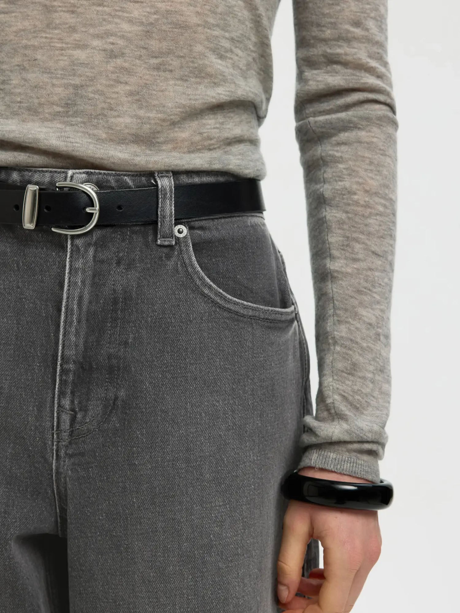 Selected SLWBarrel Bea-Kori HW Jeans Grigio