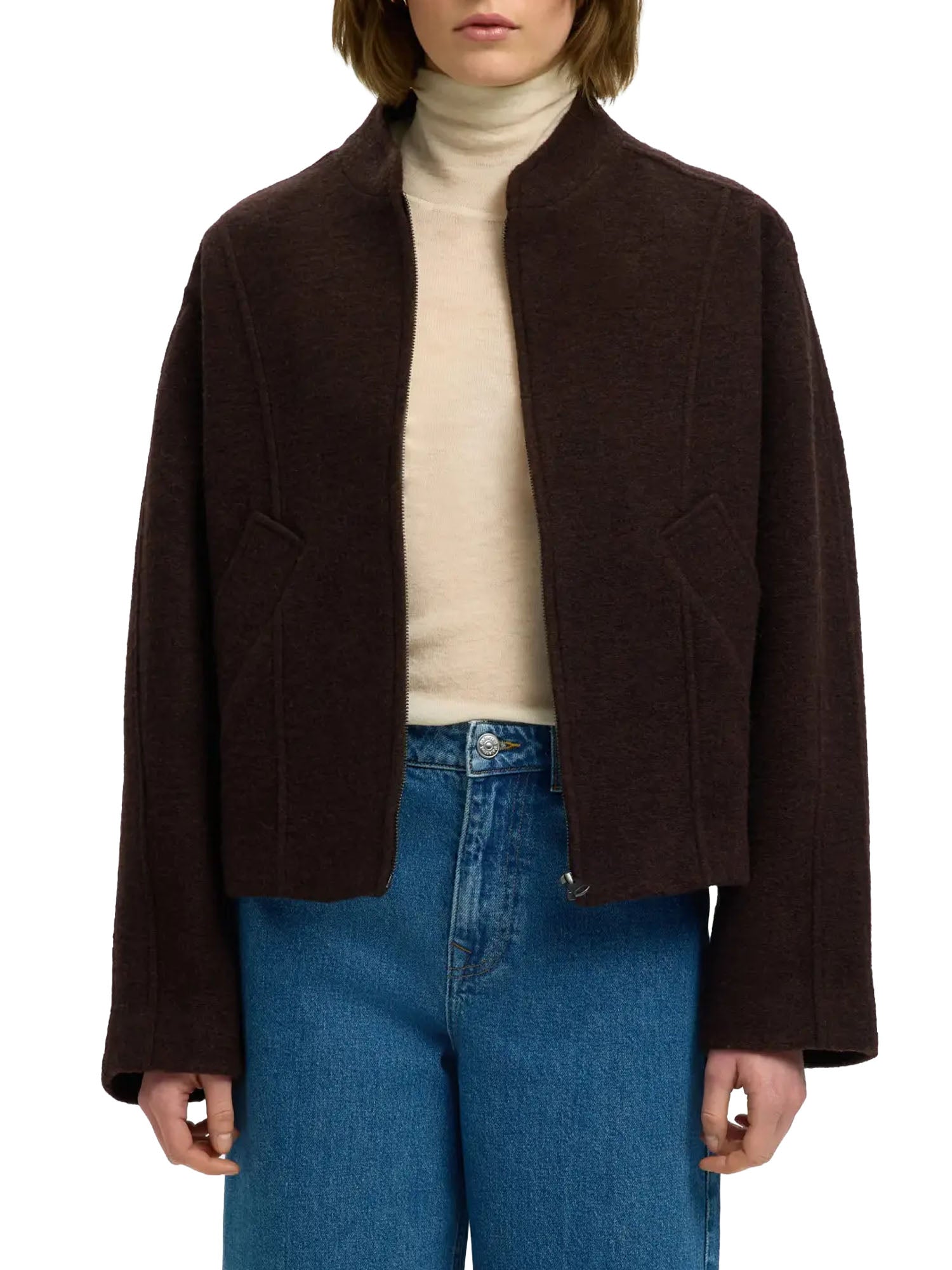 Selected Jacqueline Wool Blend Jacket Marrone