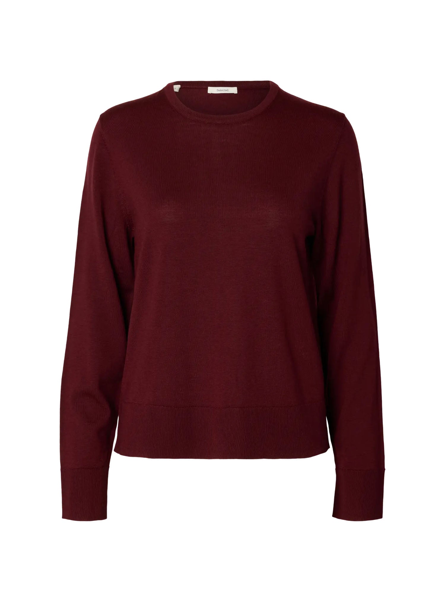 Selected Knit Merino O-Neck NOOS Bordeaux