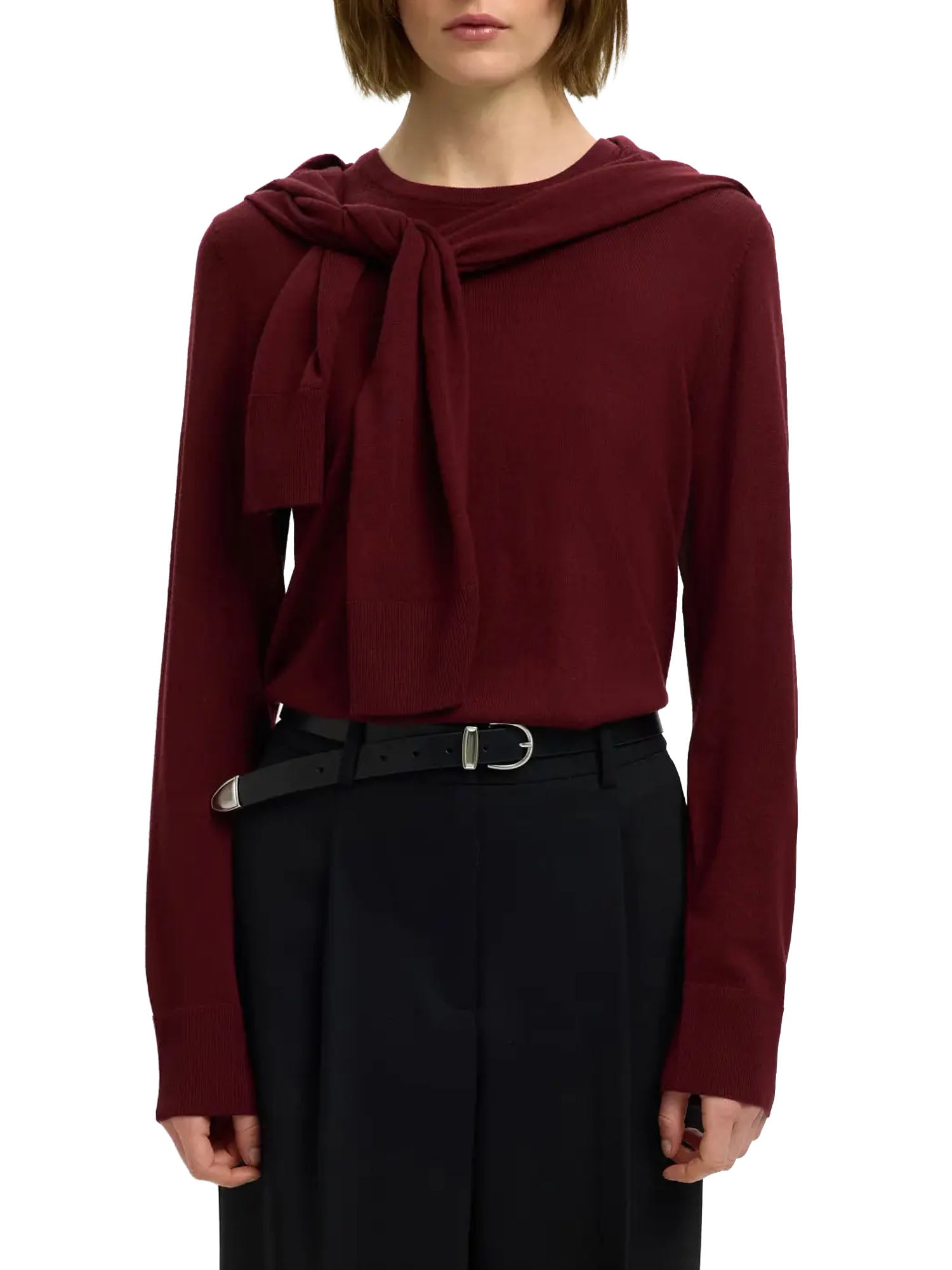 Selected Knit Merino O-Neck NOOS Bordeaux