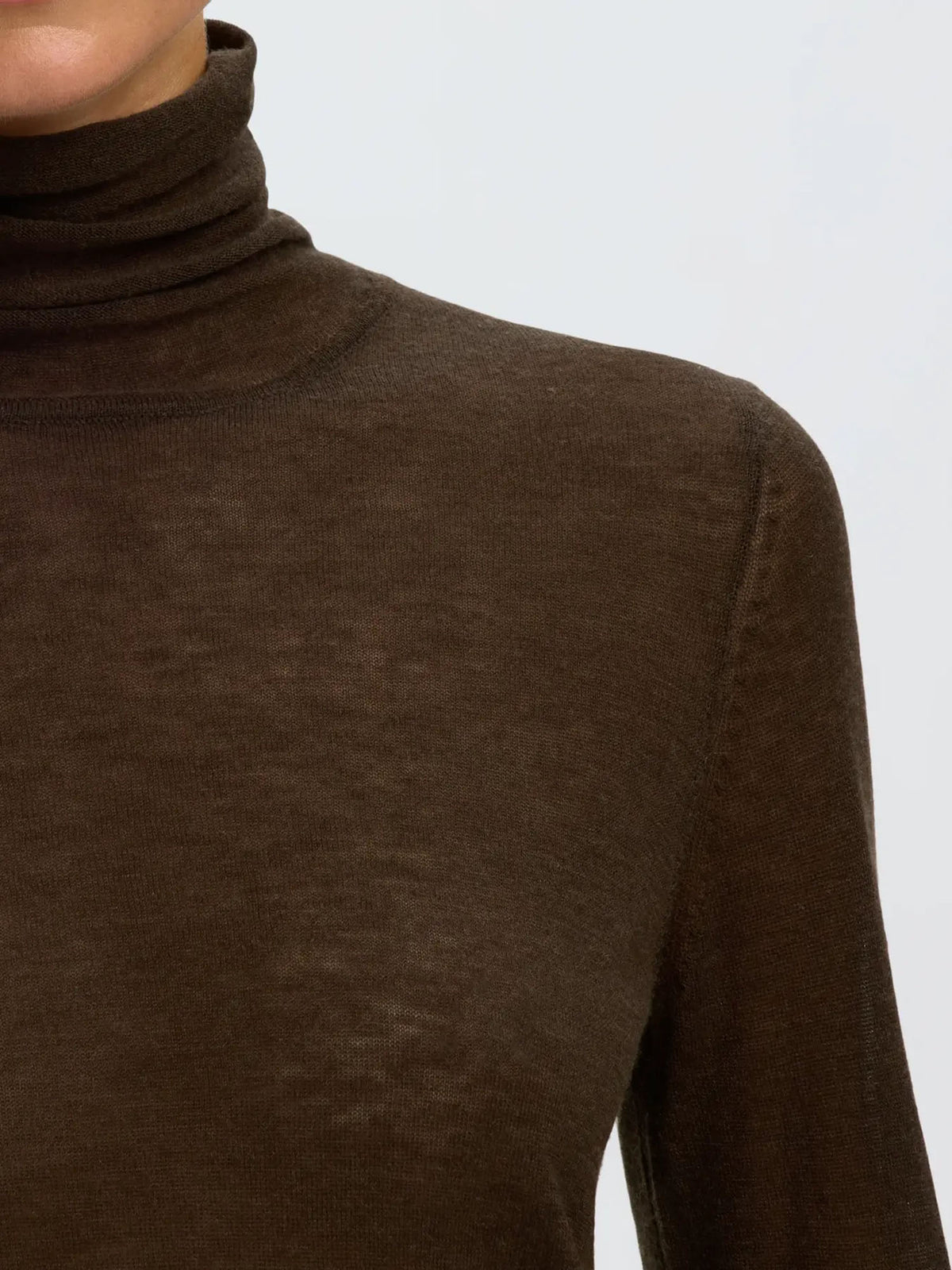Selected SLWVendy Wool LS Knit Roll Neck Noos Marrone