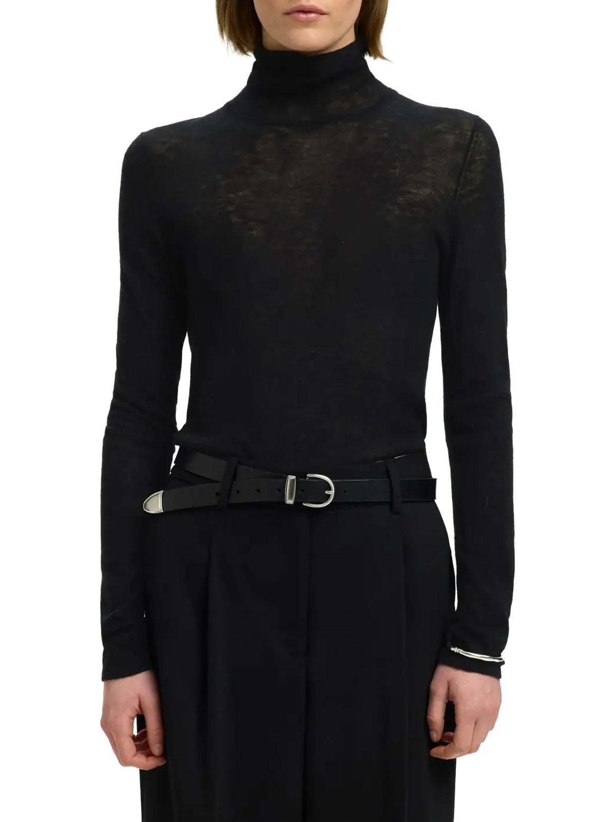 Selected SLWVendy Wool LS Knit Roll Neck Noos Nero