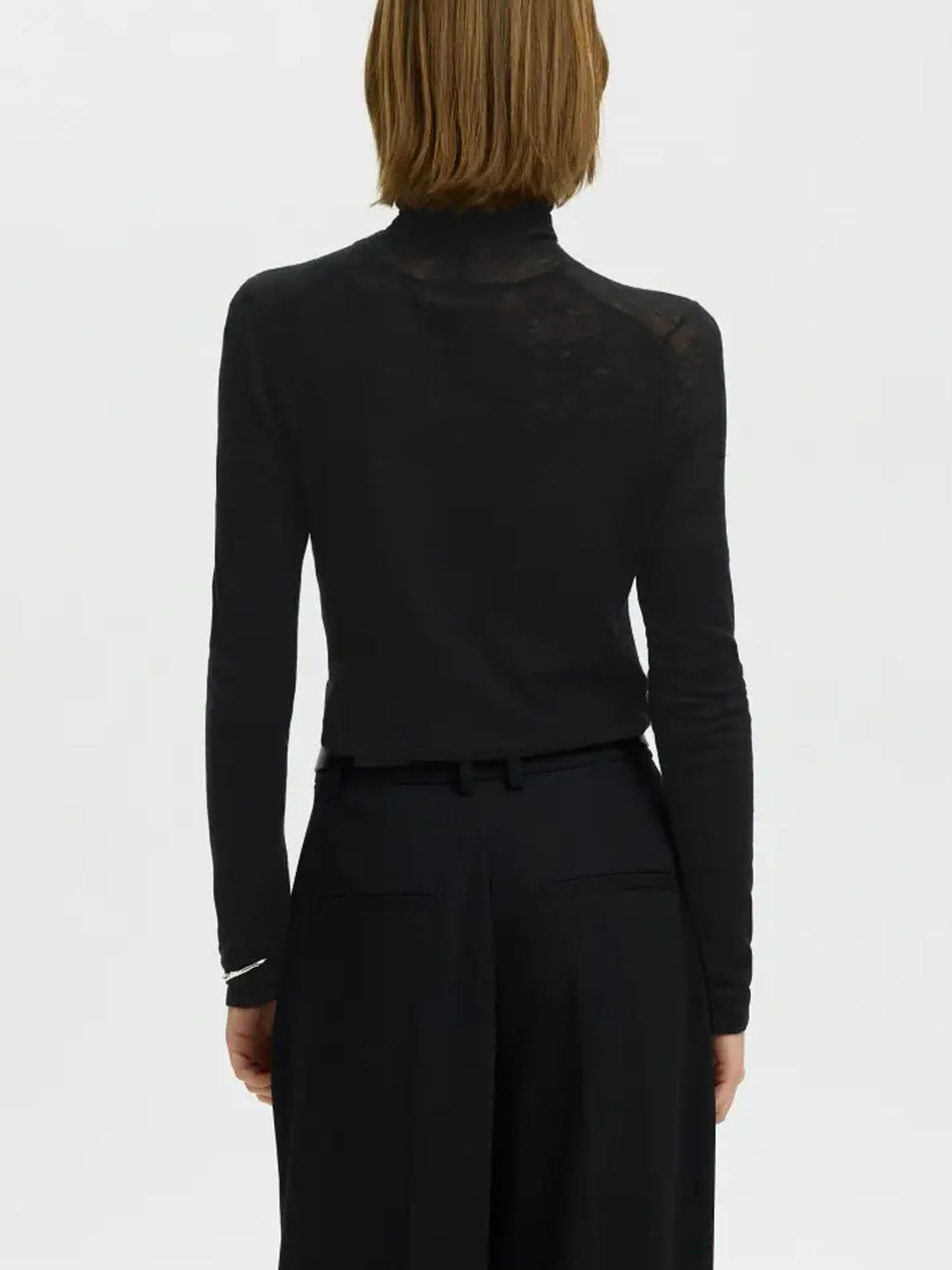 Selected SLWVendy Wool LS Knit Roll Neck Noos Nero