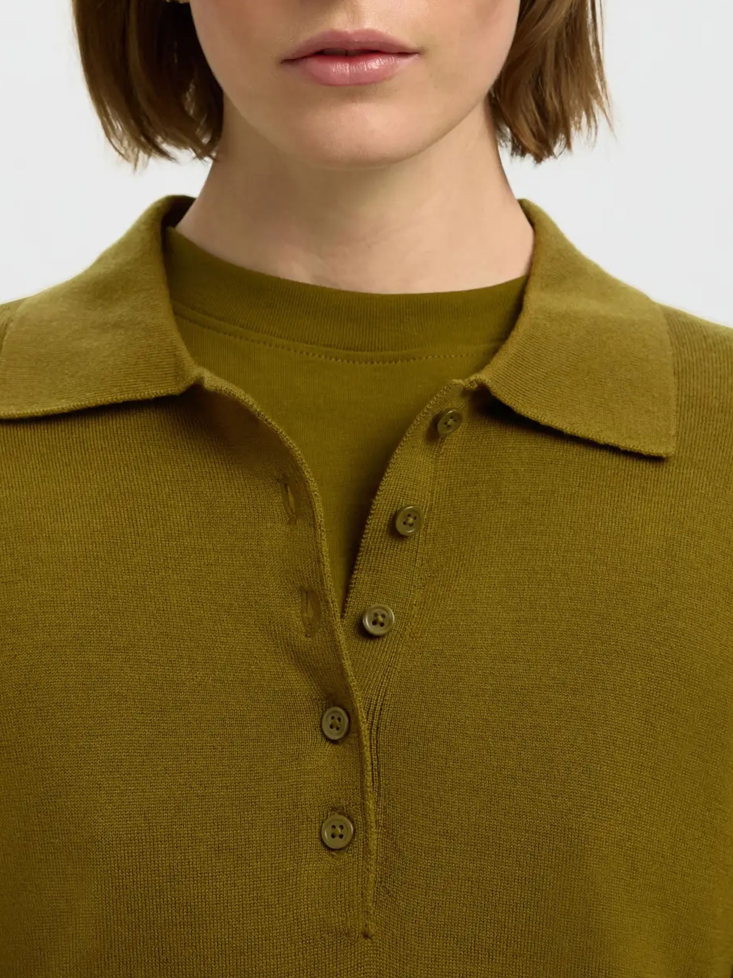 Selected Knit Merino Collar Neck Verde