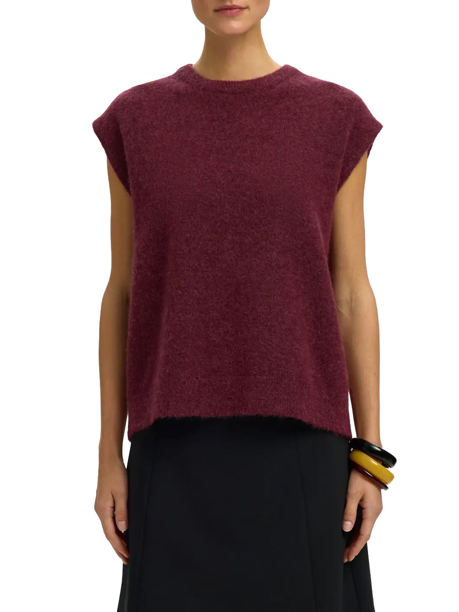 Selected Knit Vest Bordeaux