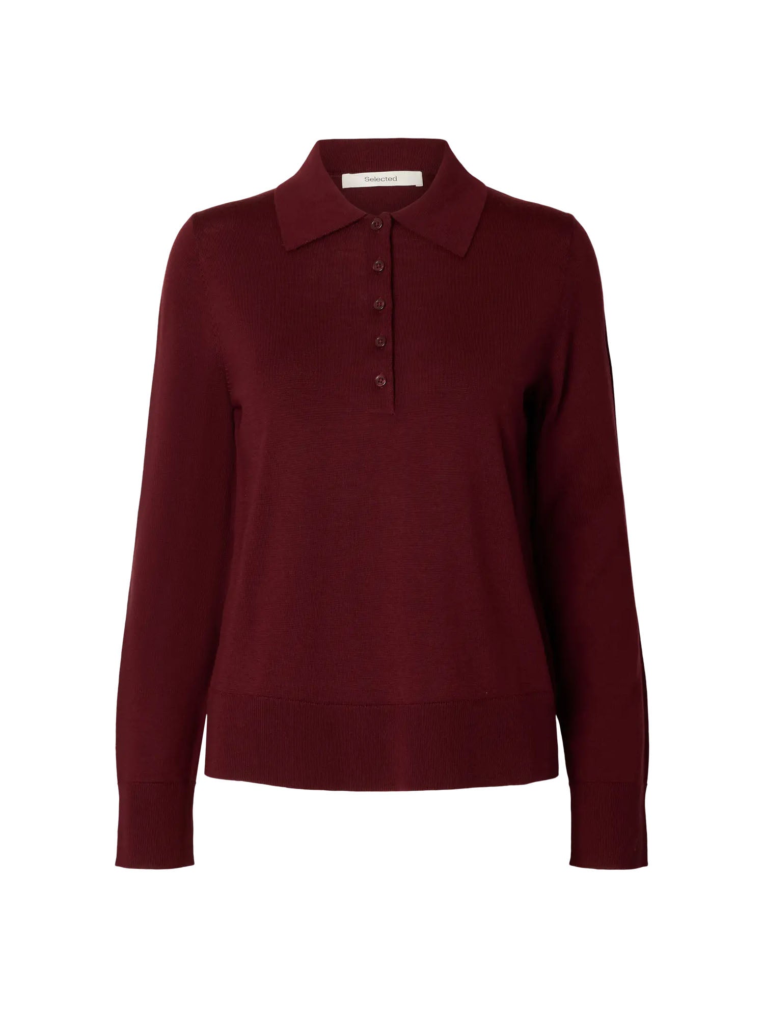 Selected Knit Merino Collar Bordeaux