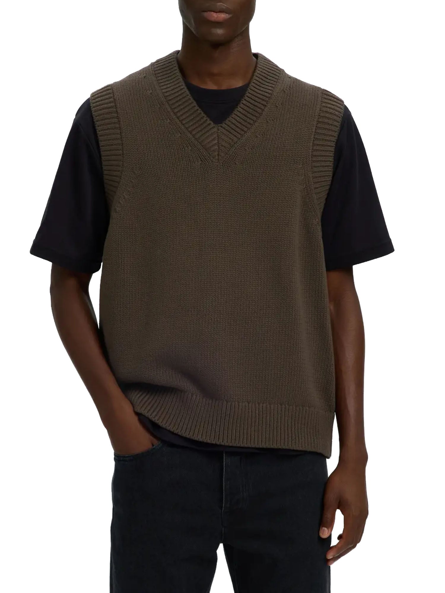 Selected Heavy Knit Vest Marrone