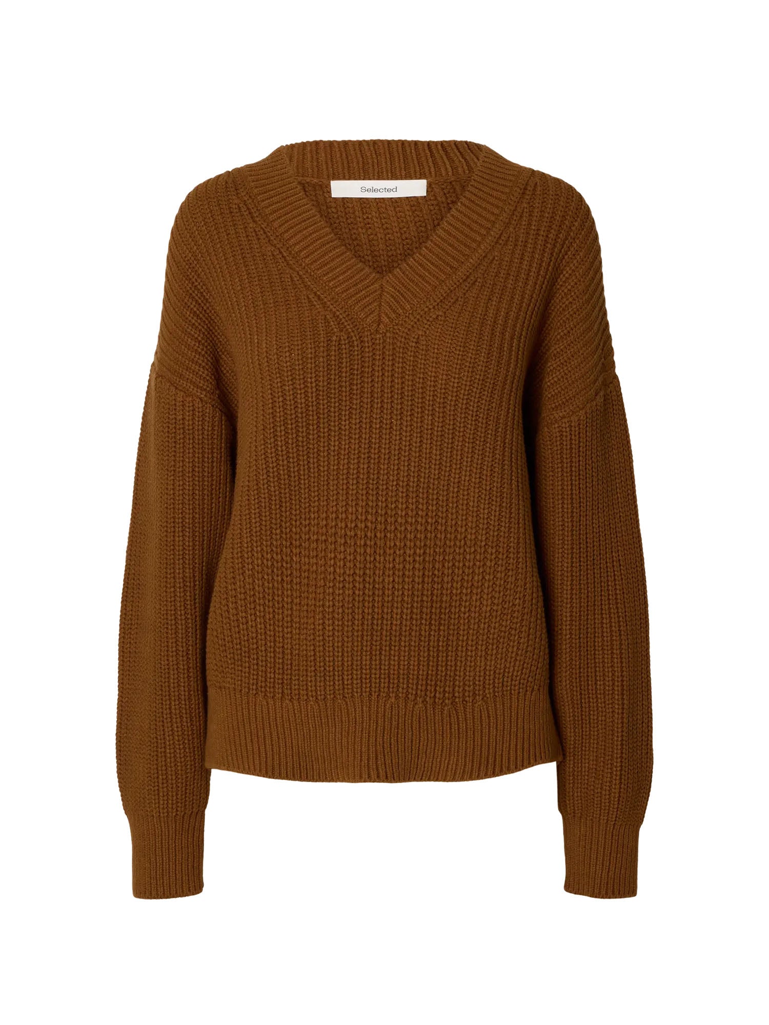 Selected Knit V-Neck Marrone
