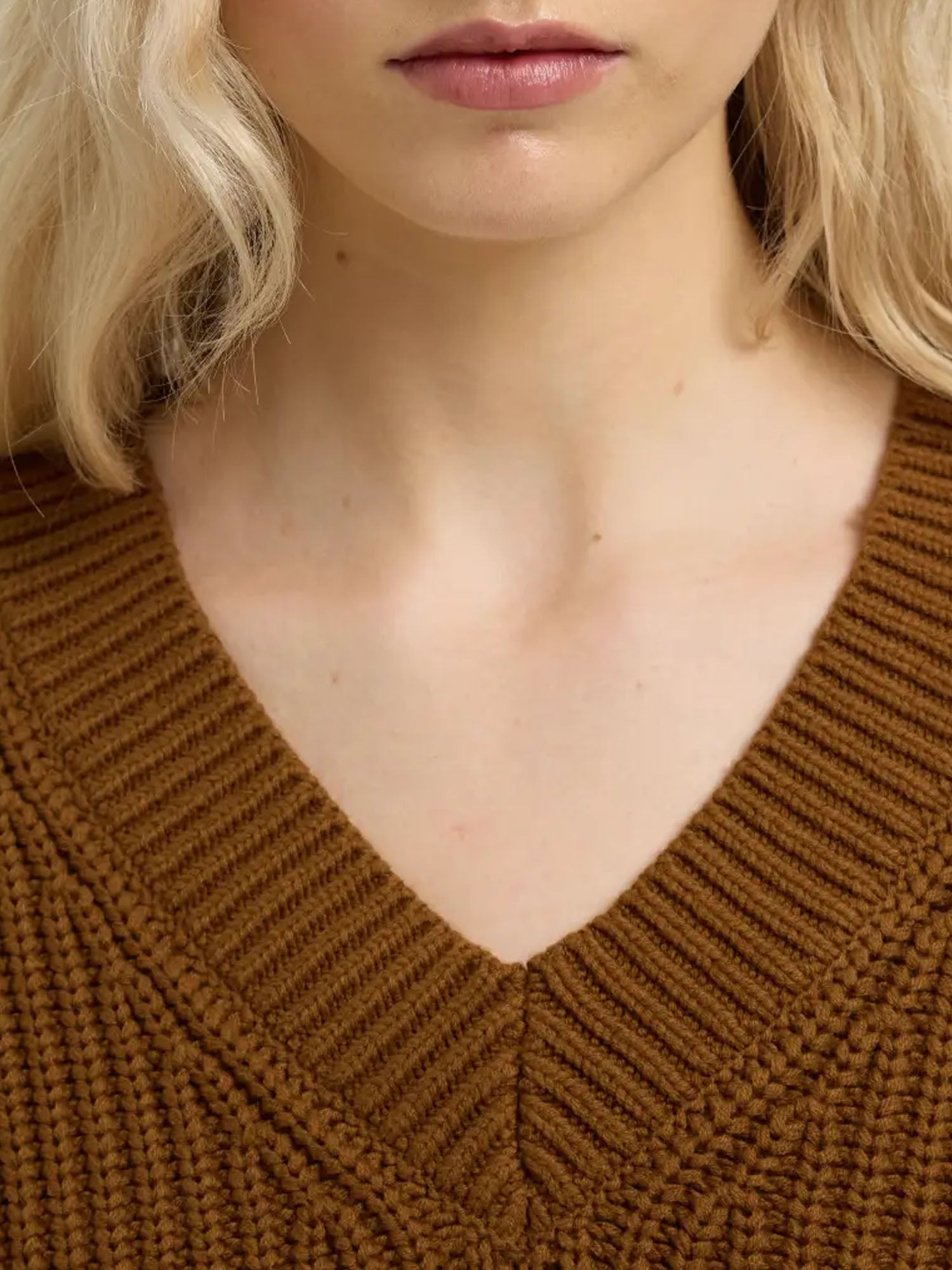 Selected Knit V-Neck Marrone