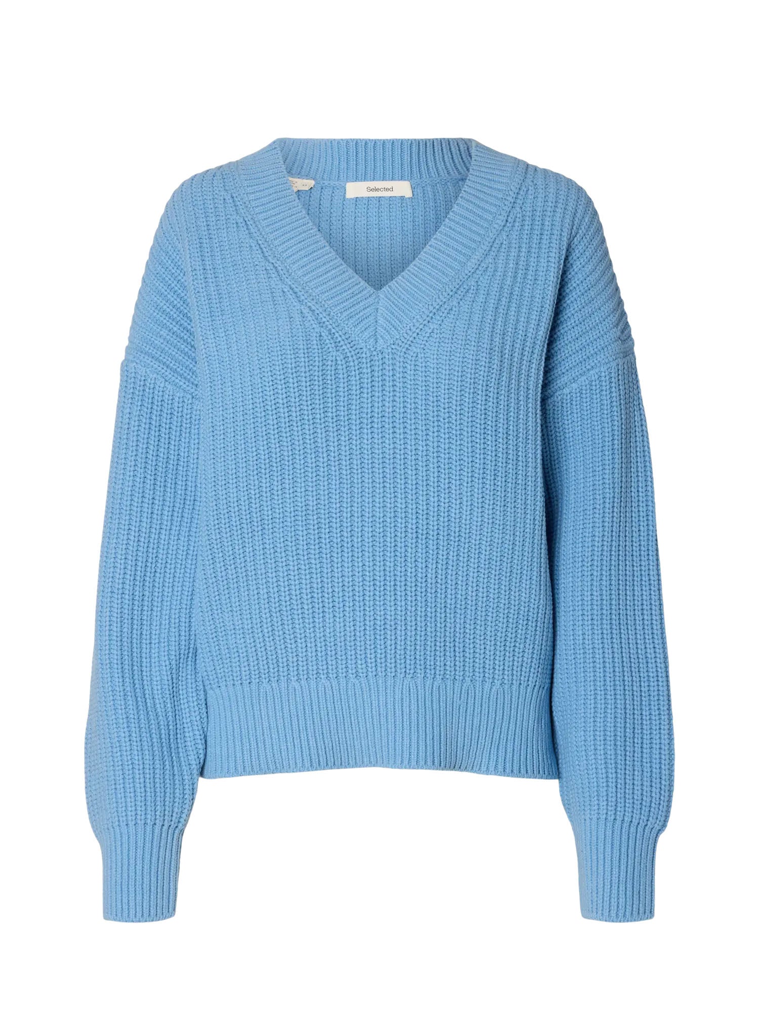 Selected Knit V-Neck Azzurro