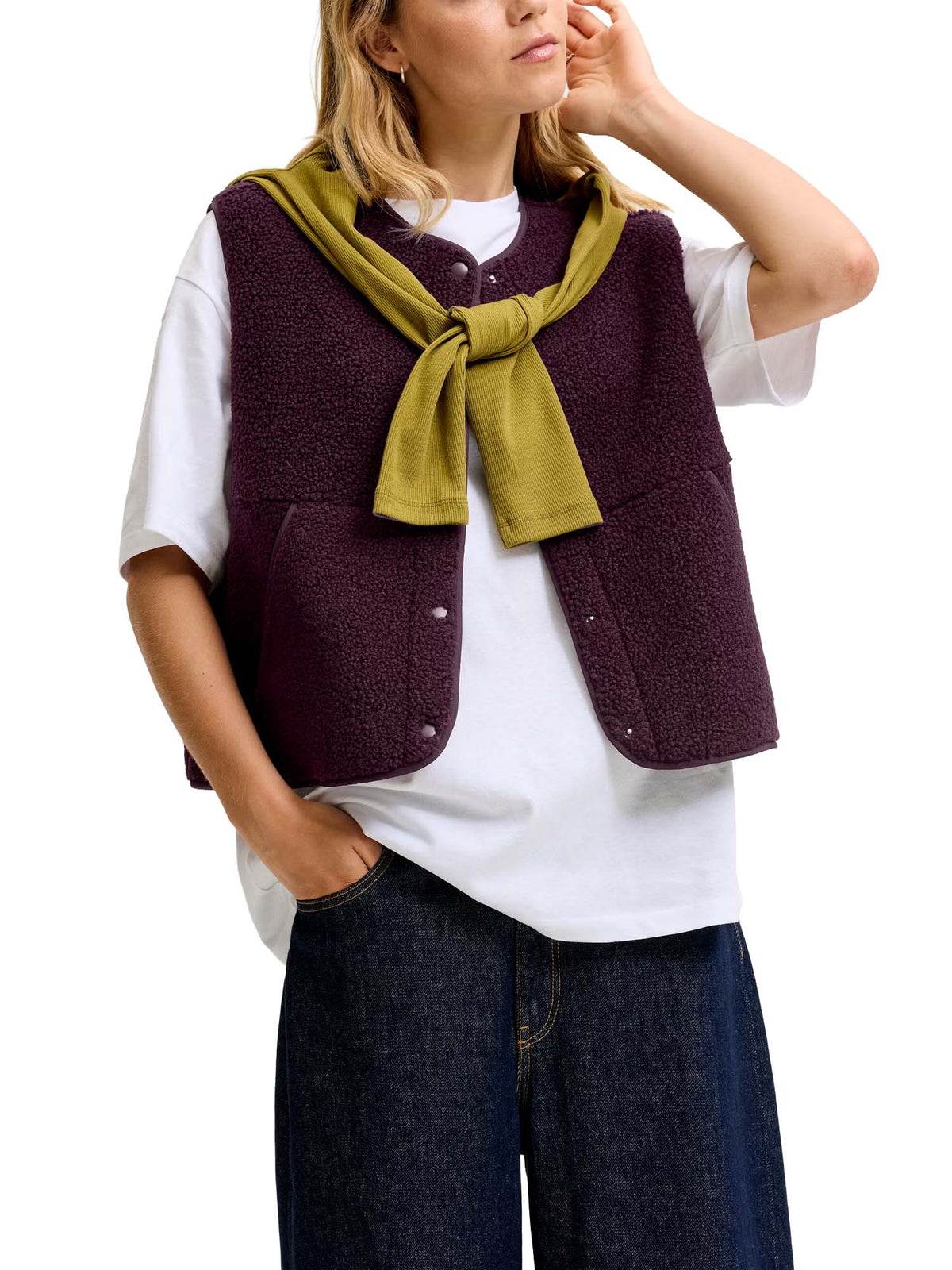 Jjxx Gilet JXVERA Teddy Bordeaux