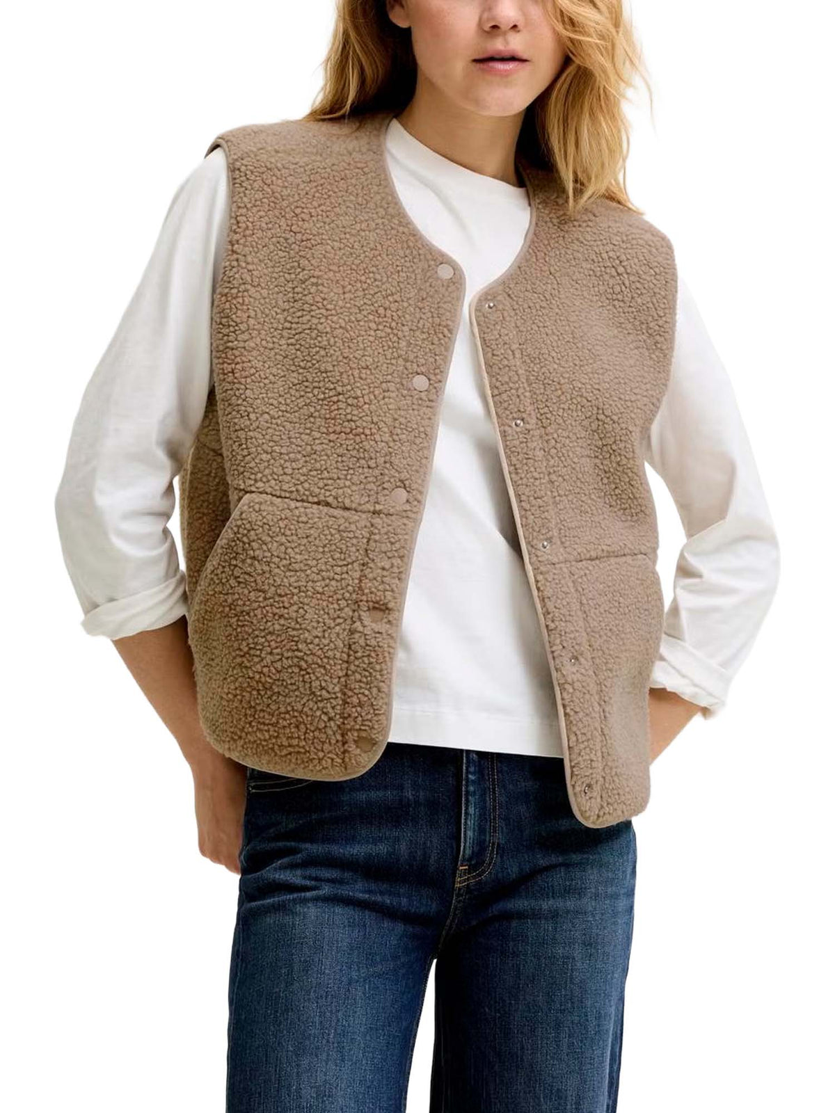 Jjxx Gilet JXVERA Teddy Beige