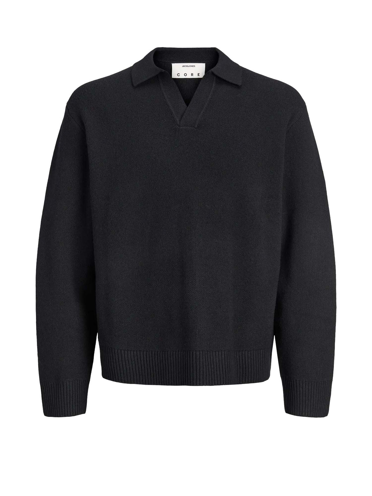 Jack & Jones Jcolegacy Knit Split Neck Polo Nero