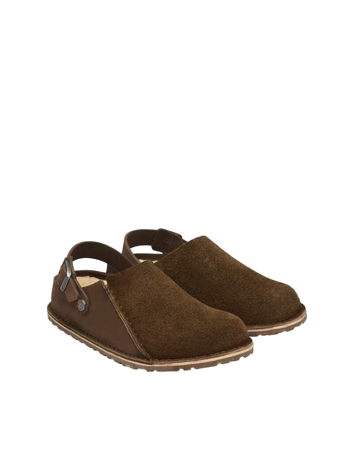 Birkenstock Lutry Premium Split Shearling (Nubuck Leather/Suede) Marrone