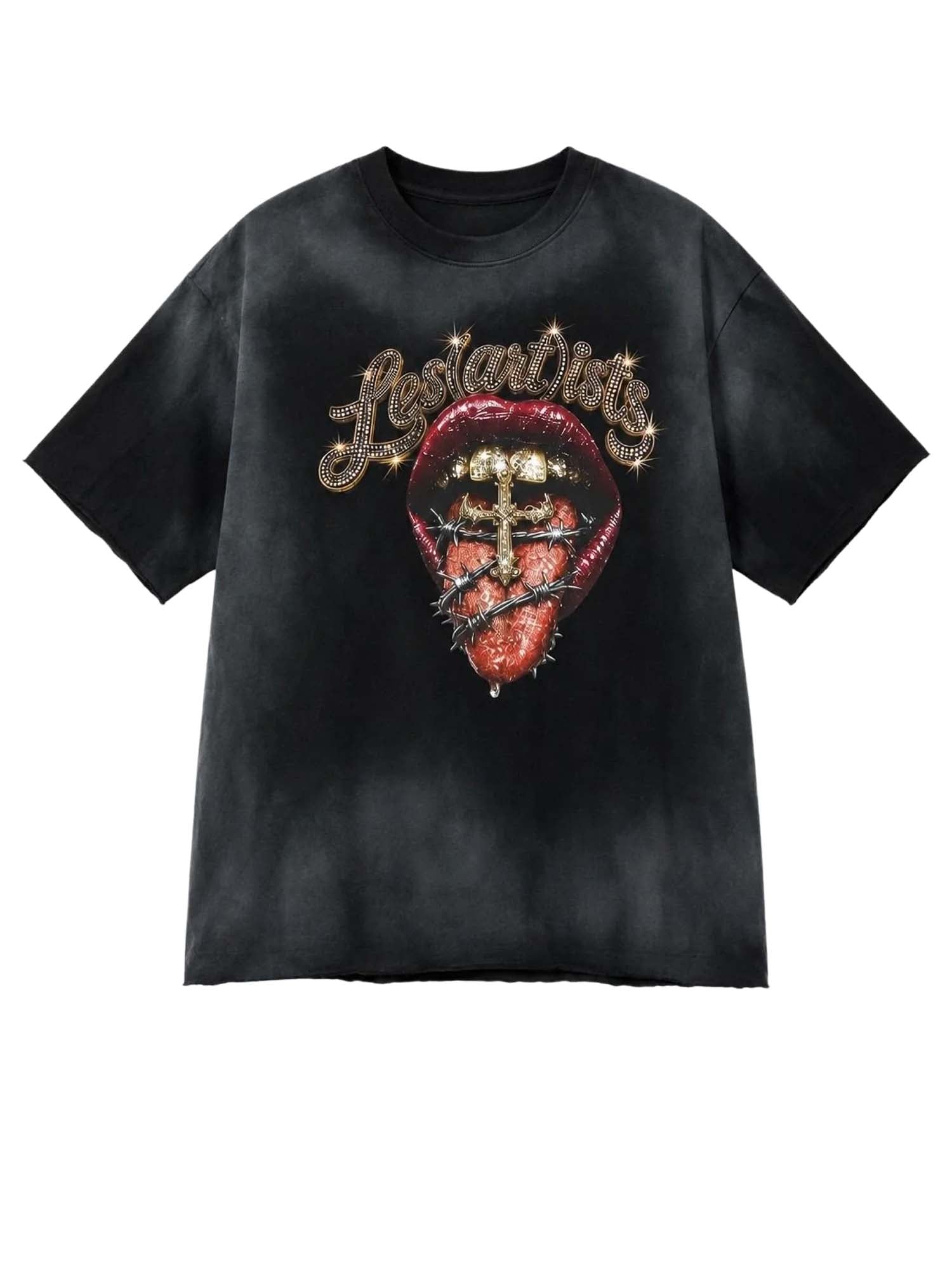 Les (art)ists T-shirt “Les Artists Tongue” Nero