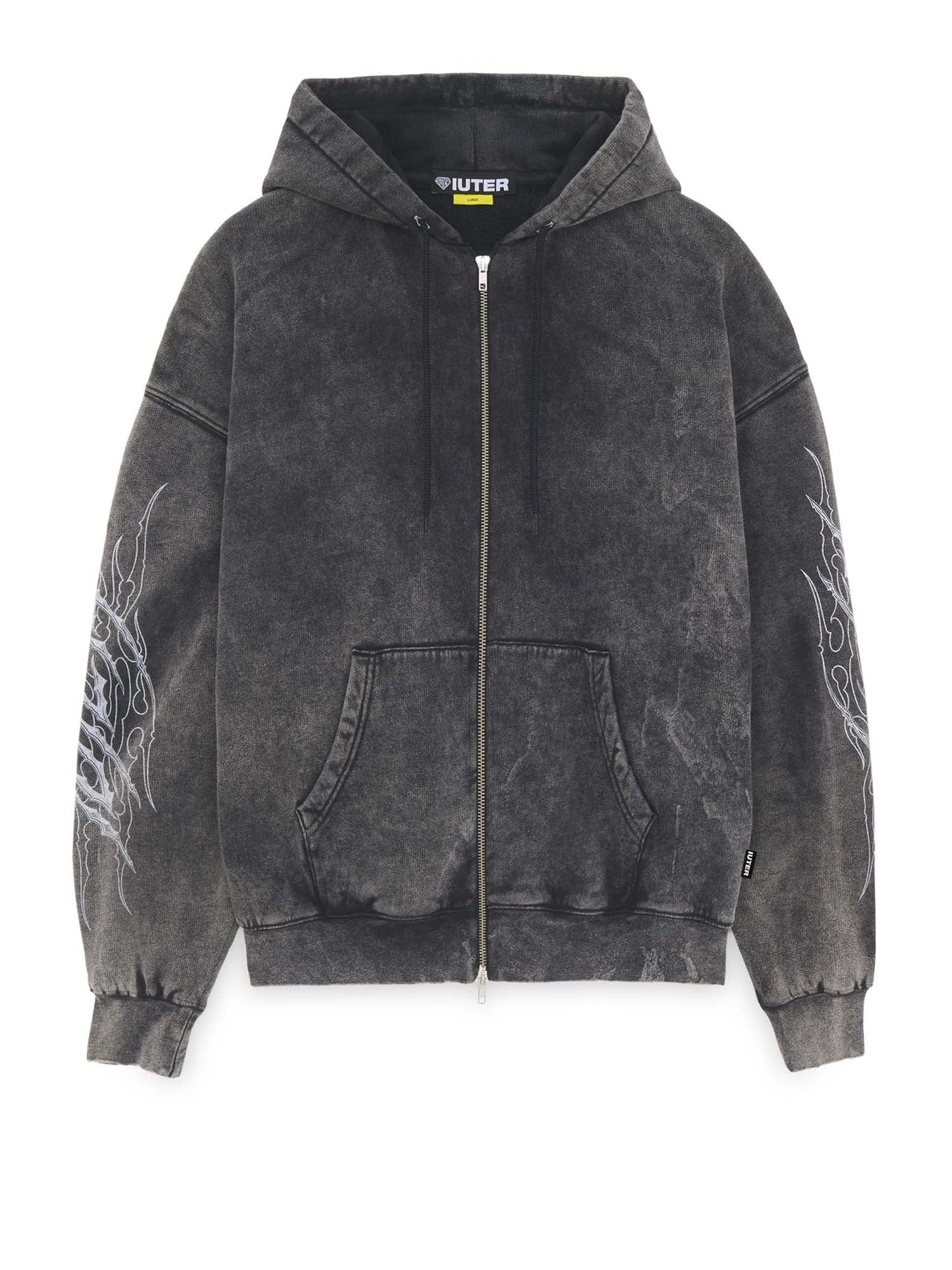 Iuter Tribal Marble Zip Hoodie Nero