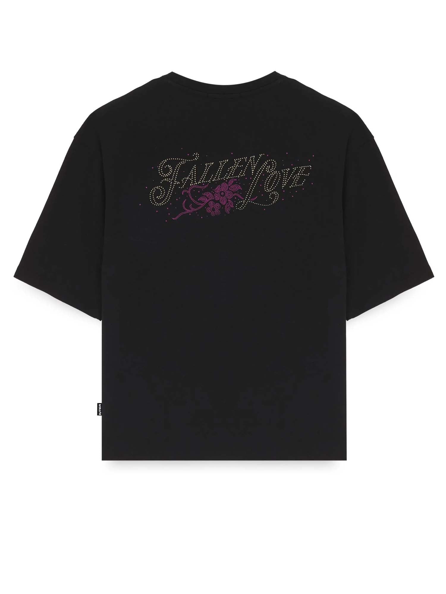 Iuter T-shirt Fallen Love Ribbed Nero