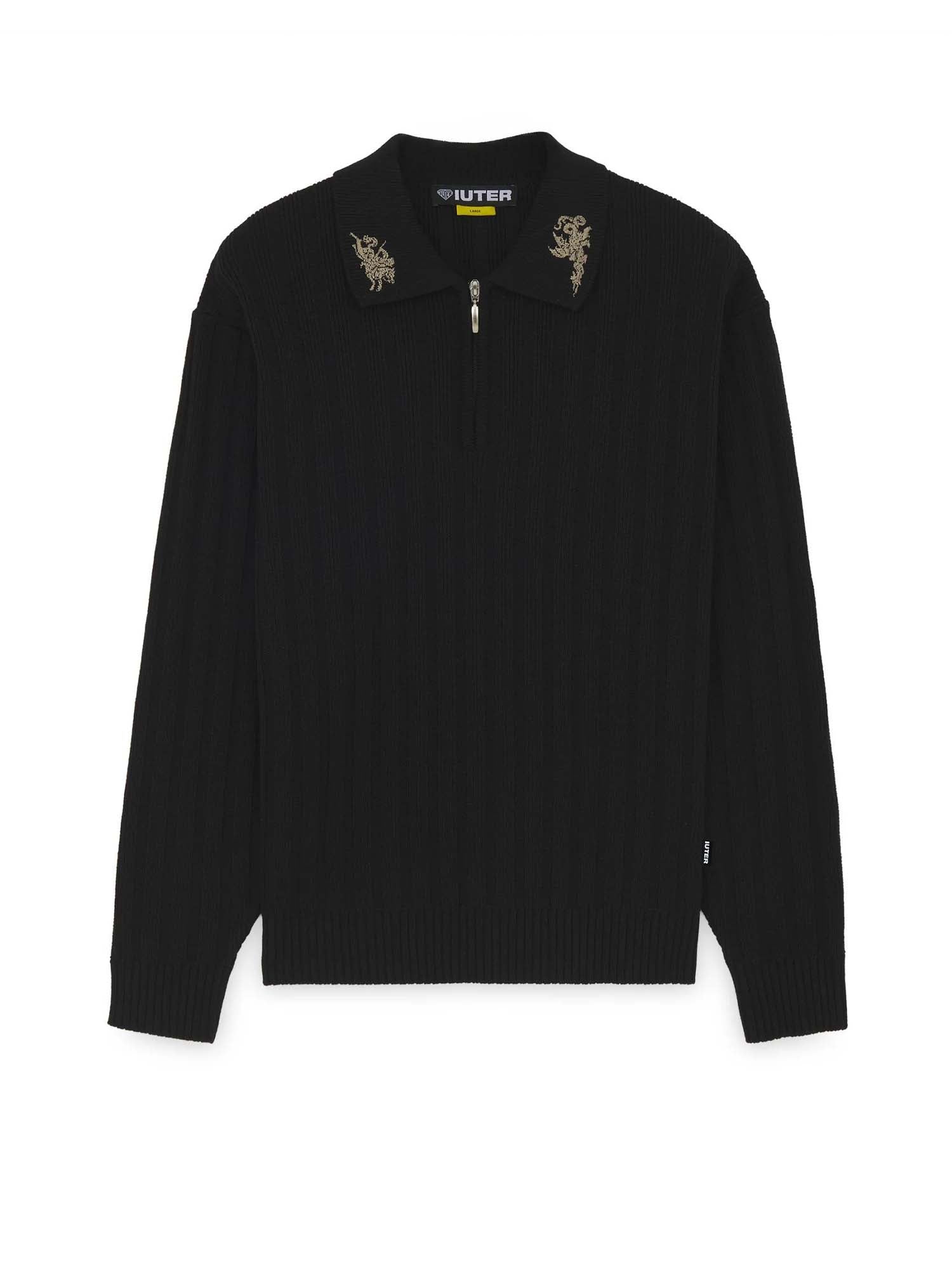 Iuter Polo Courage Half Zip Knit Nero