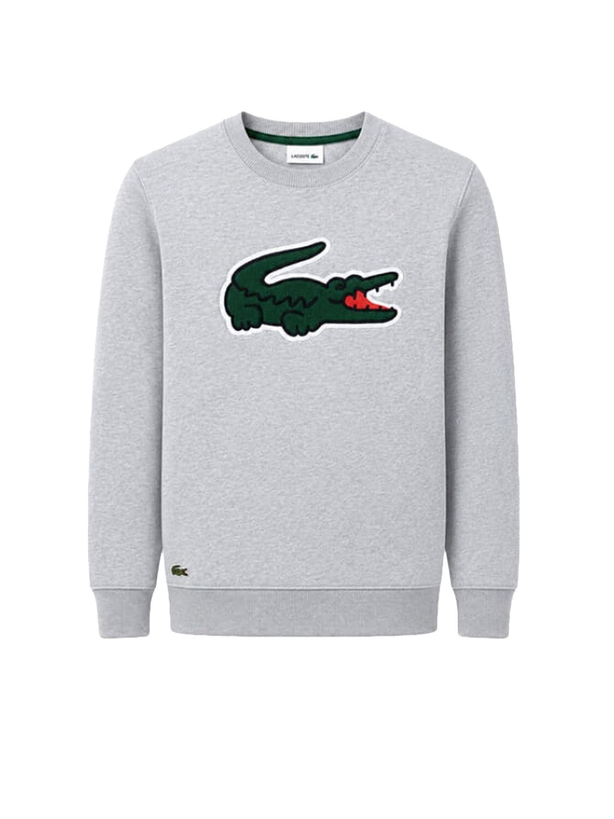 Lacoste Felpa in cotone con maxi logo patch Bambino Grigio