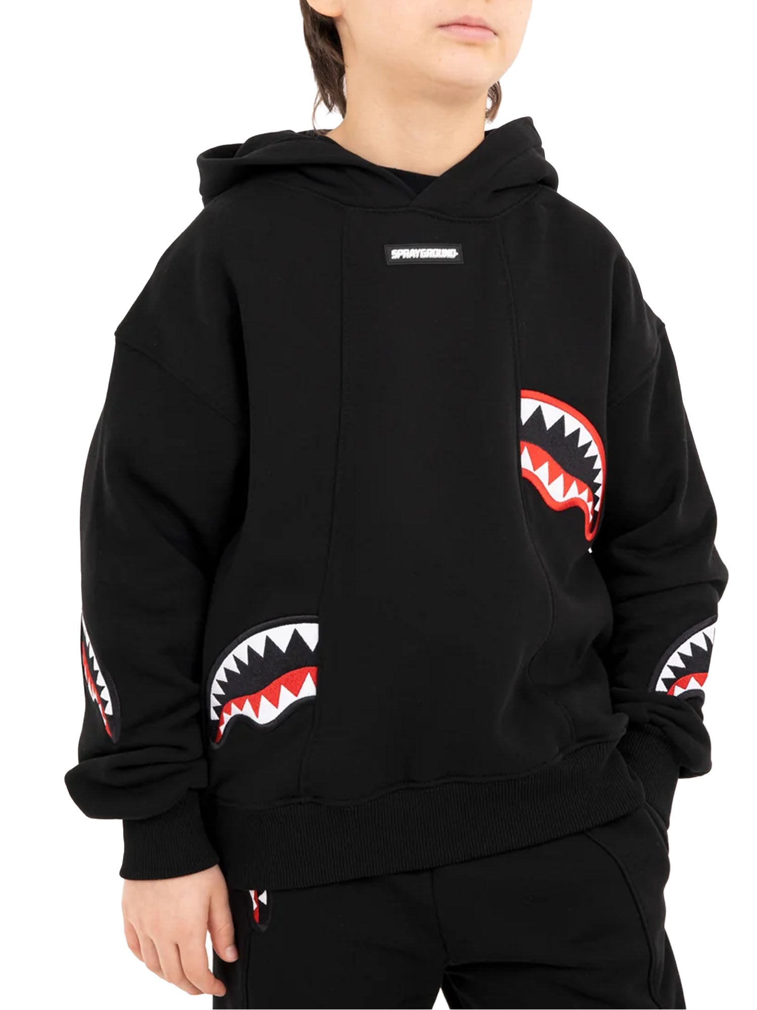 Sprayground Shark Patches Perfect Hoodie bambino Nero