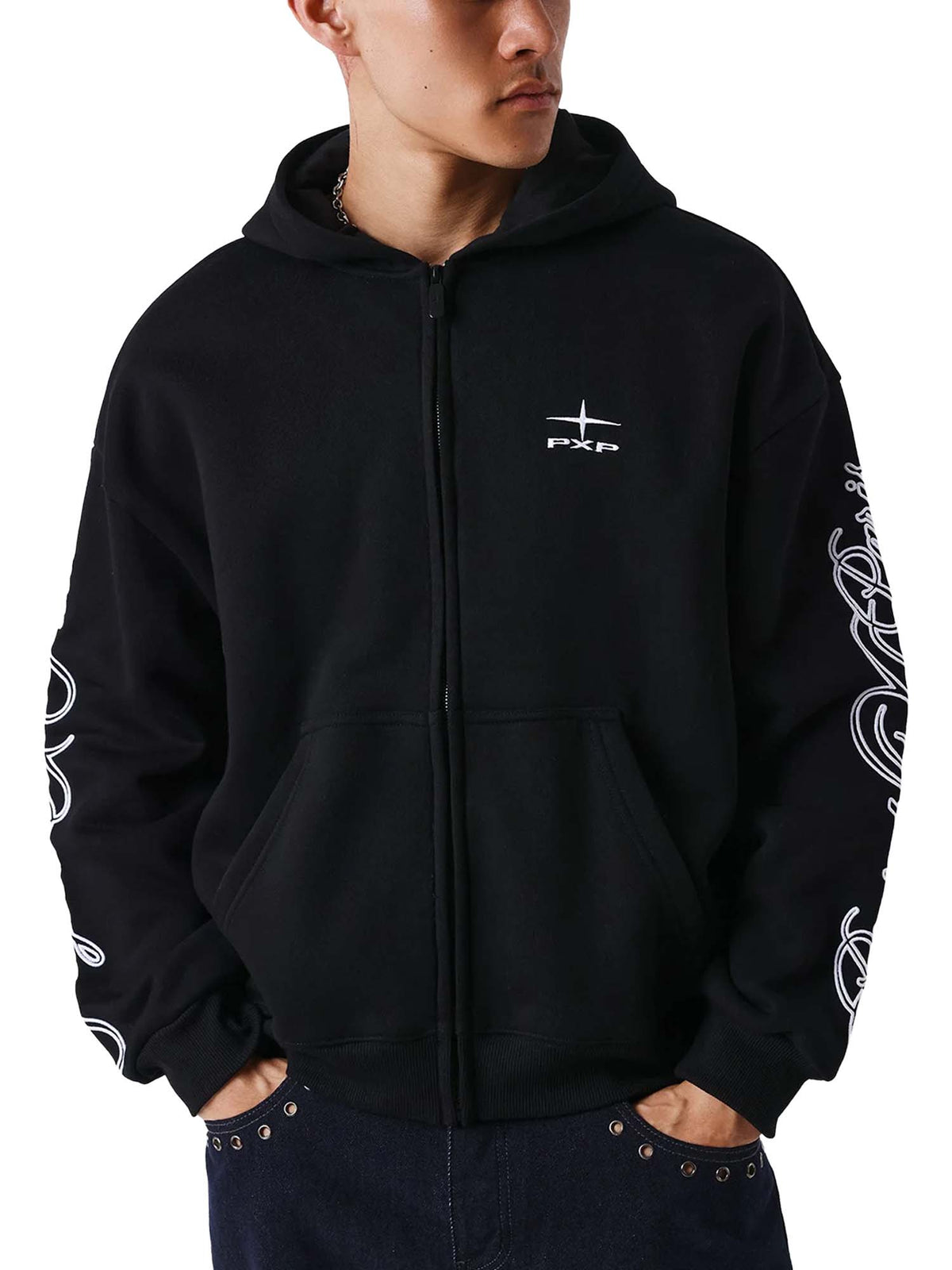 Project X Paris Felpa con zip con ricamo Nero