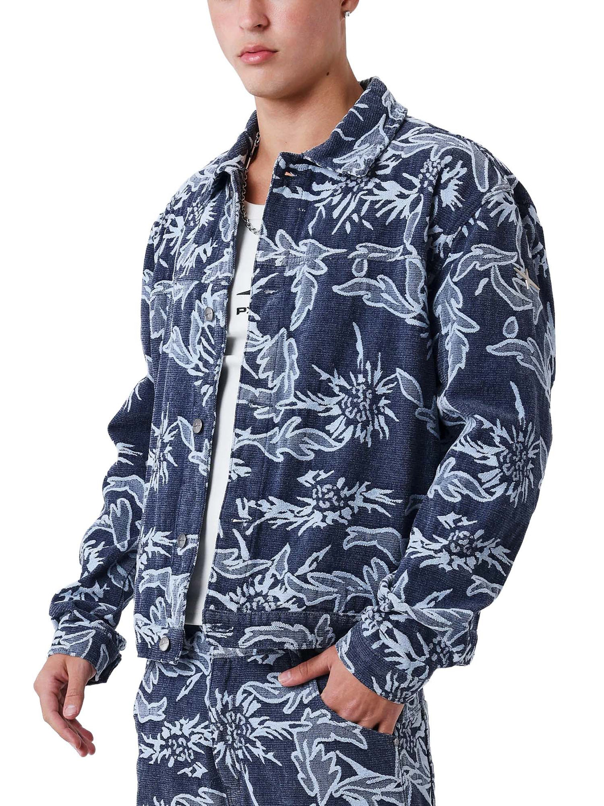 Project X Paris Giacca in denim jacquard floreale Blu
