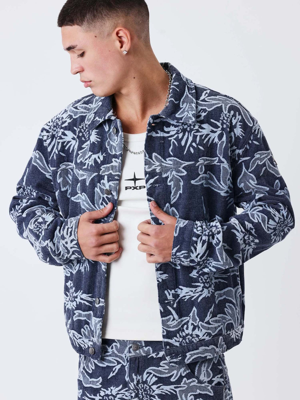Project X Paris Giacca in denim jacquard floreale Blu