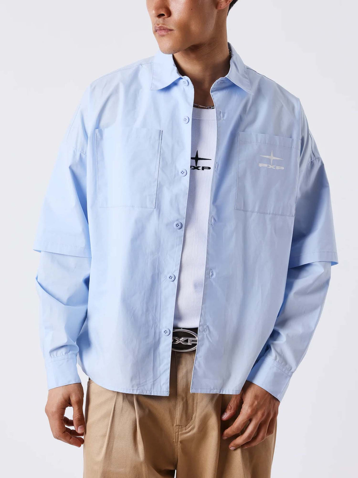 Project X Paris Camicia doppia manica elegante Azzurro