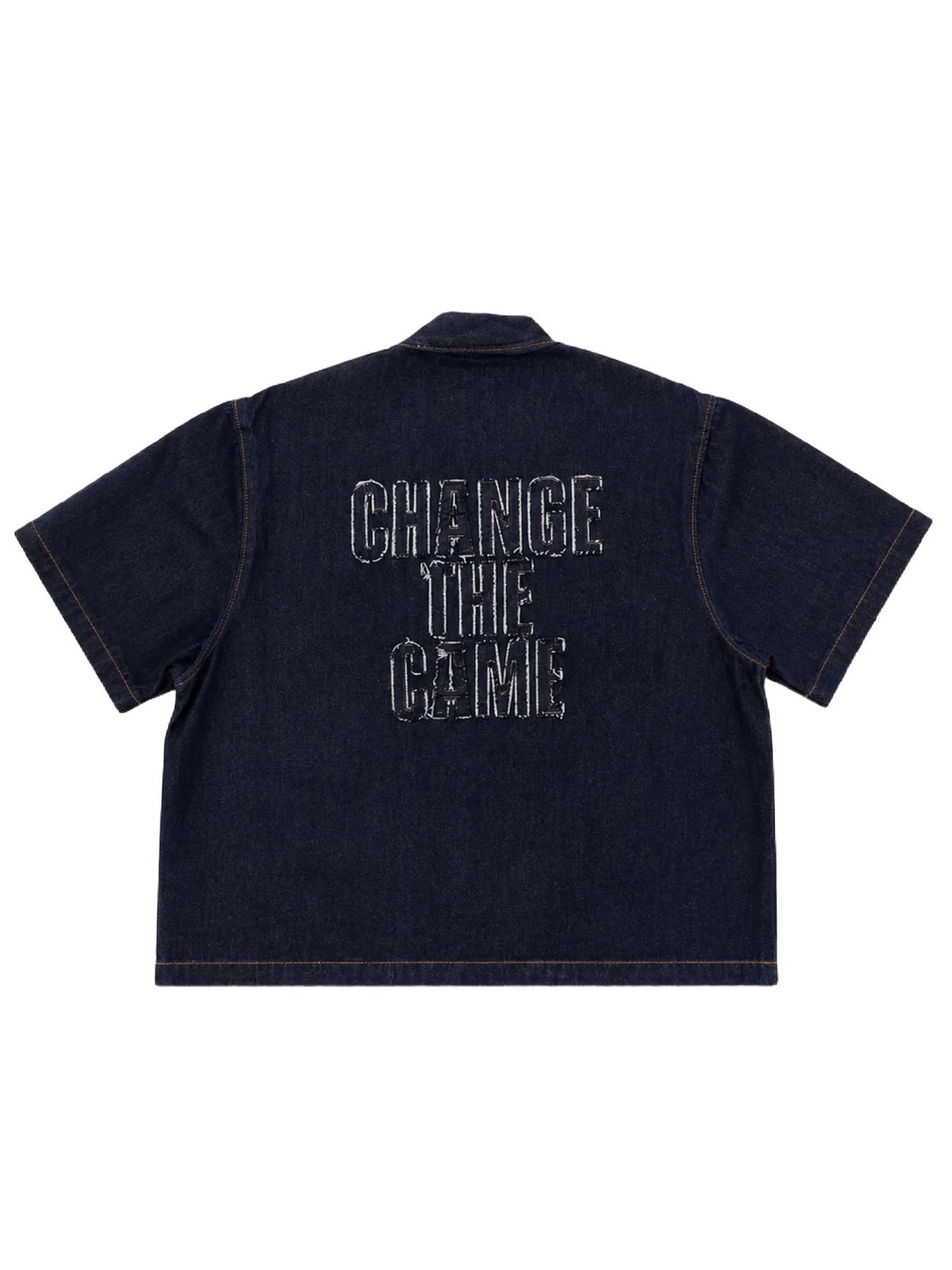 Project X Paris T-shirt in denim con scollo a V Snow Blu