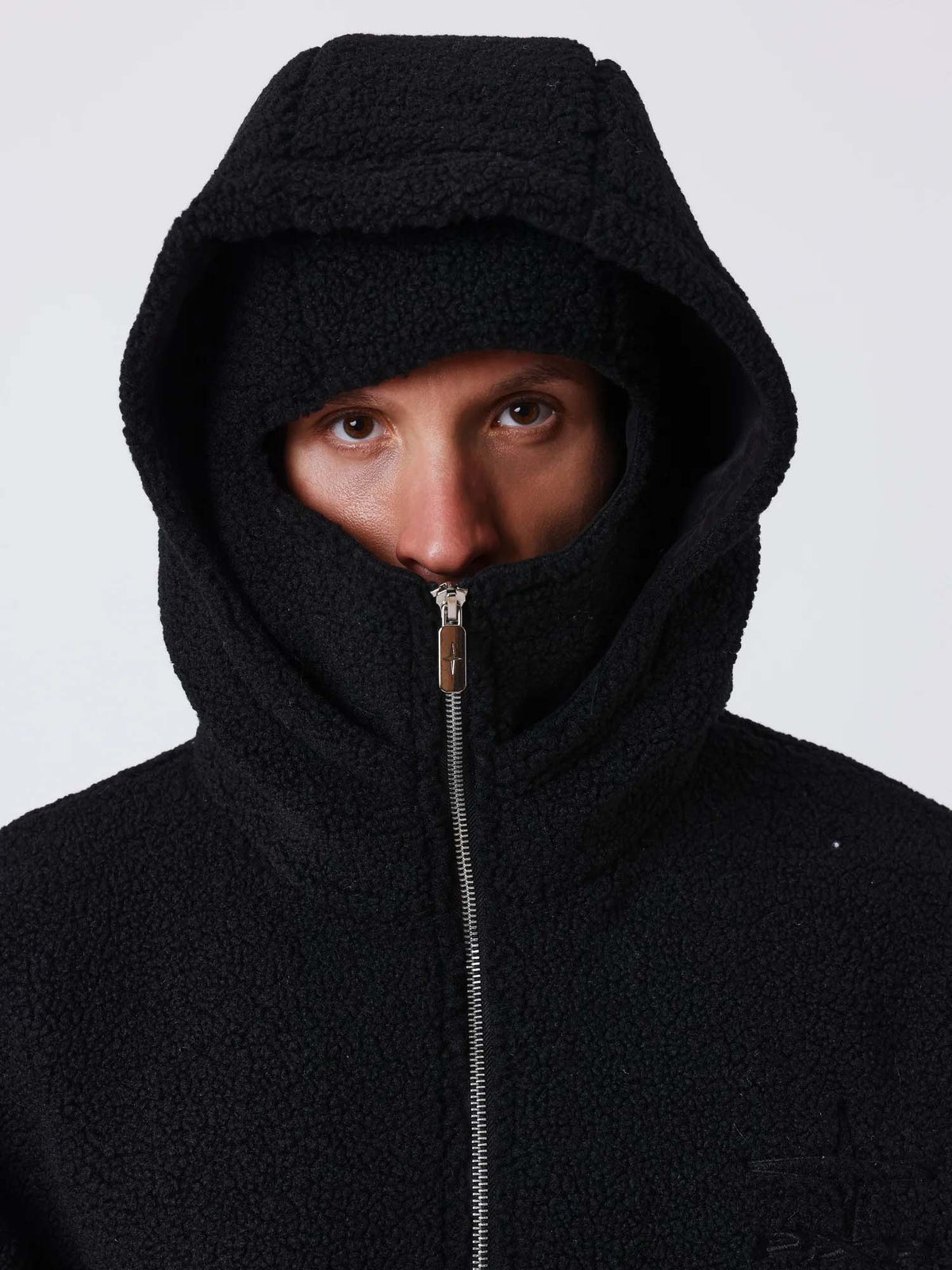 Project X Paris Giacca con zip in sherpa con doppio cappuccio Mountain Nero