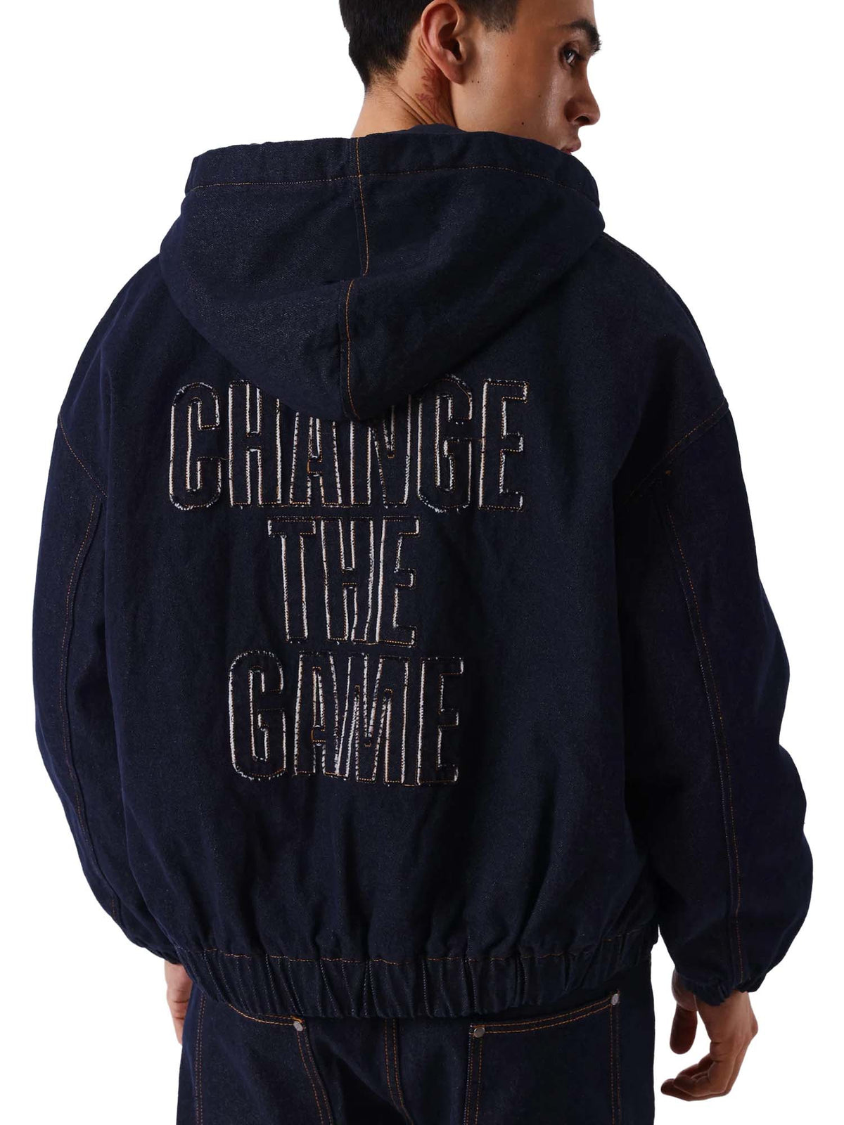 Project X Paris Giacca con cappuccio in denim snow Blu