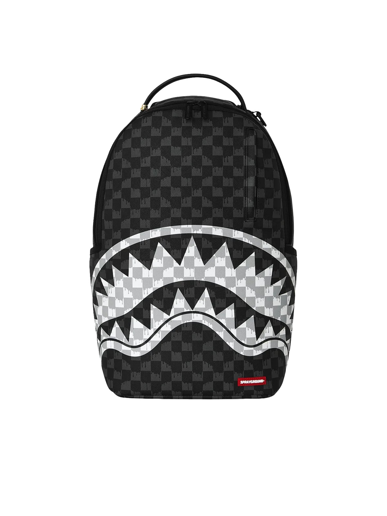 Sprayground Black and White Drip Check Shark Nero