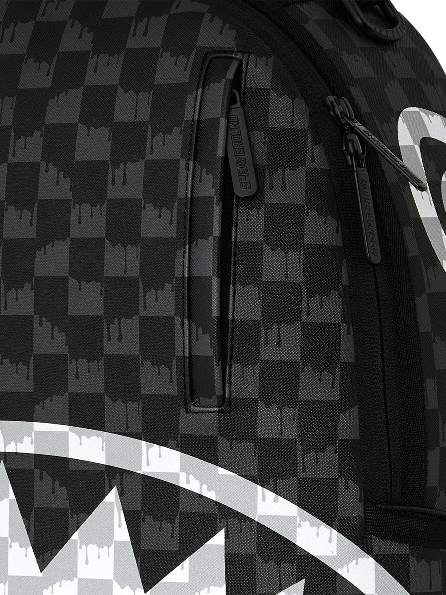 Sprayground Black and White Drip Check Shark Nero