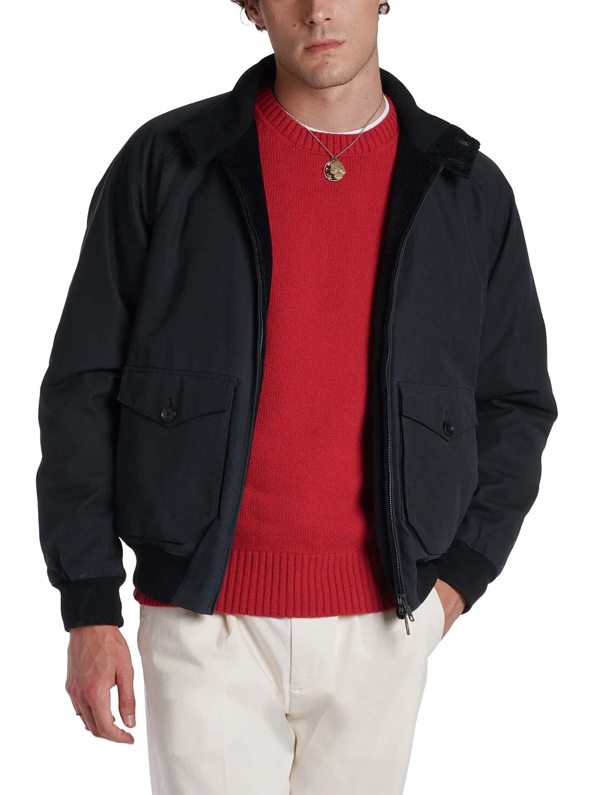 Baracuta Giacca G9 Harrington Waxed Pocket Blu