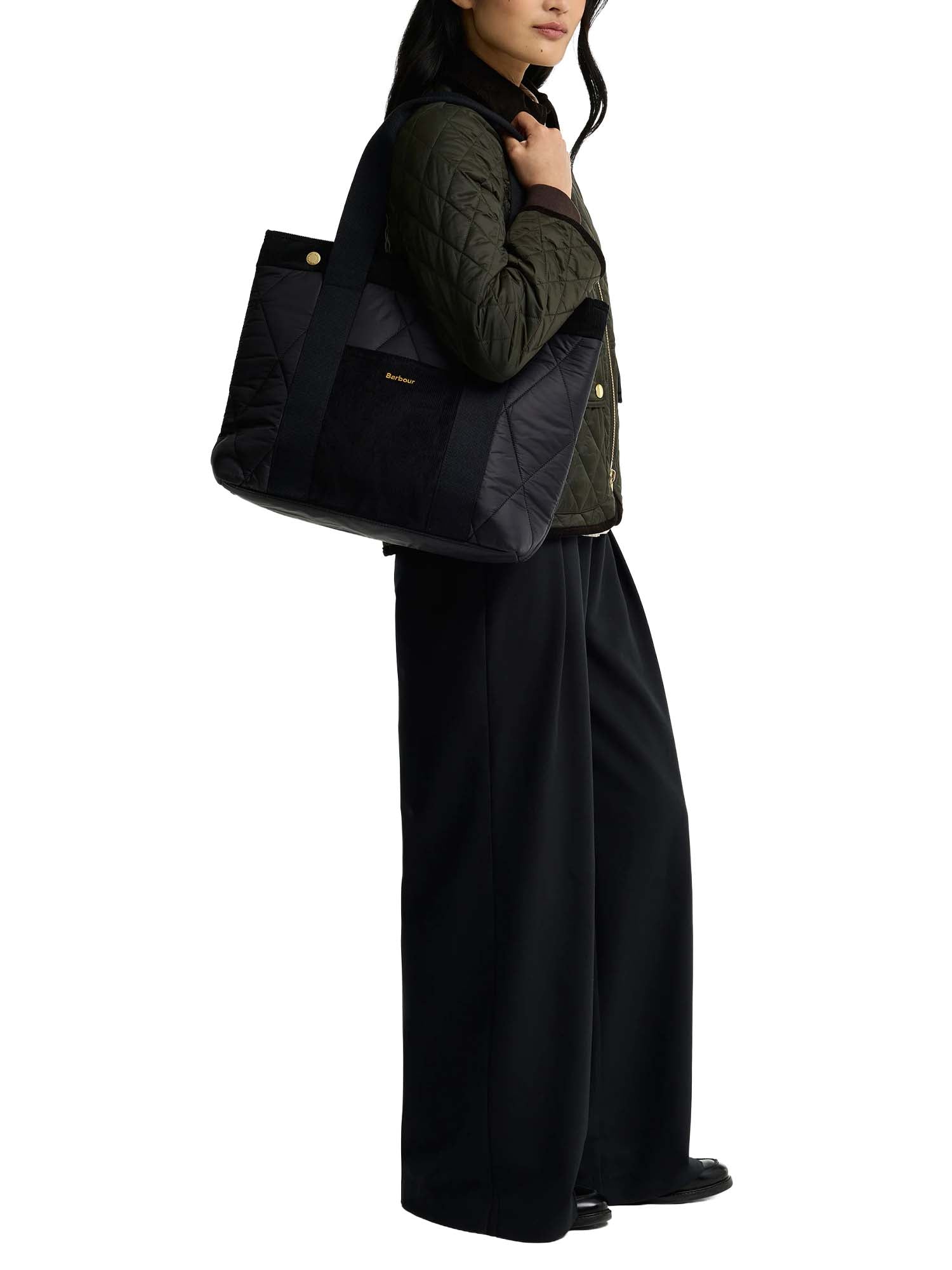 Barbour Borsa tote Healy trapuntata Nero