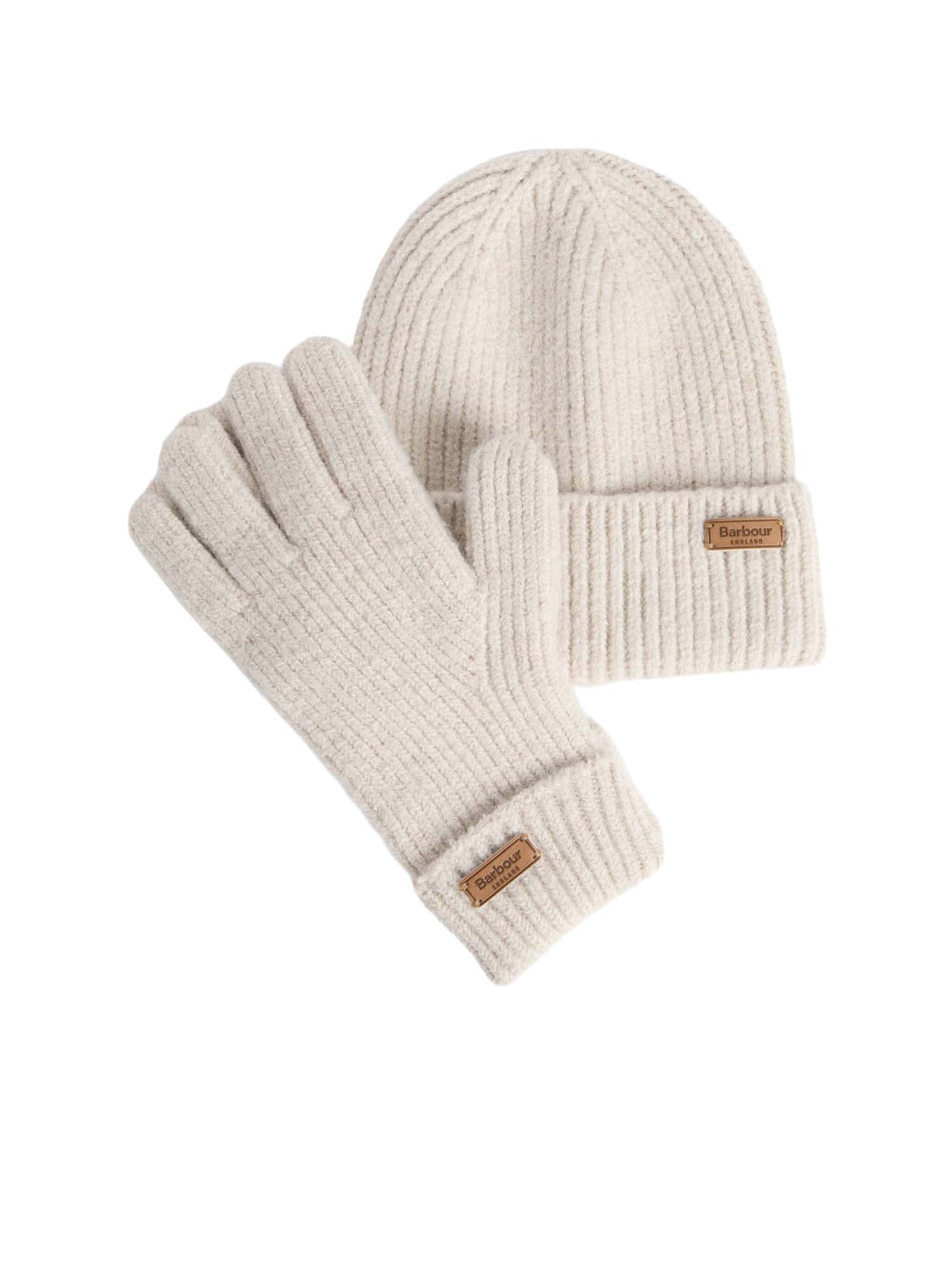 Barbour Set regalo con guanti e berretto Pendle Bianco