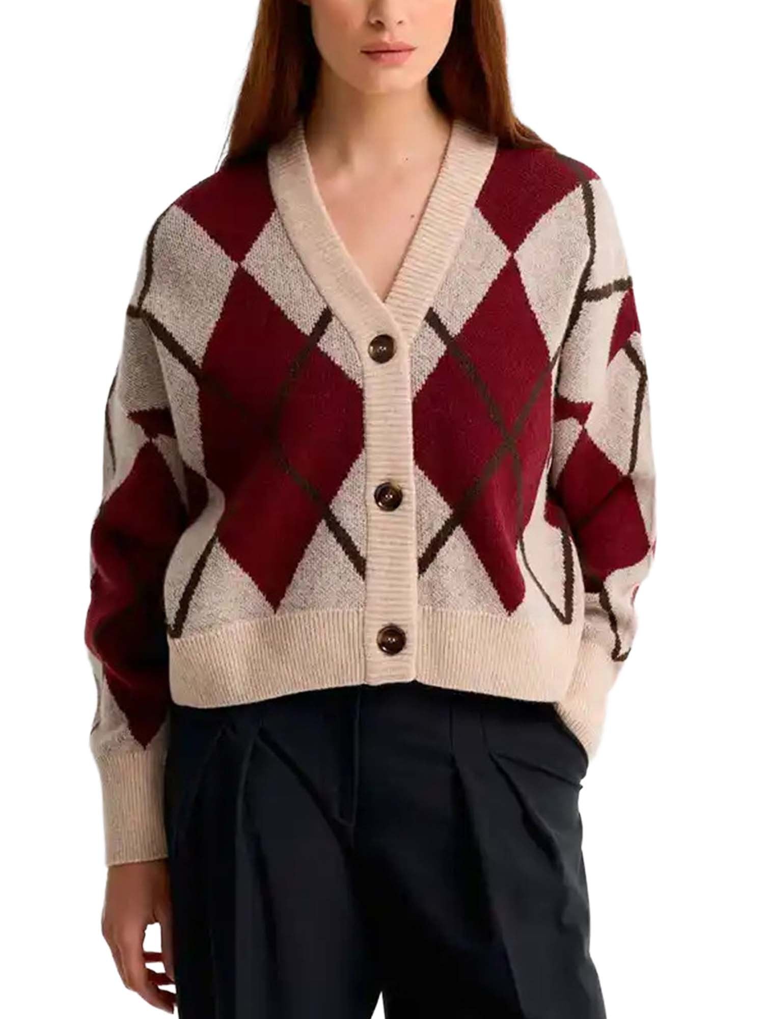 Barbour Cardigan Harleigh Knitted Multicolore