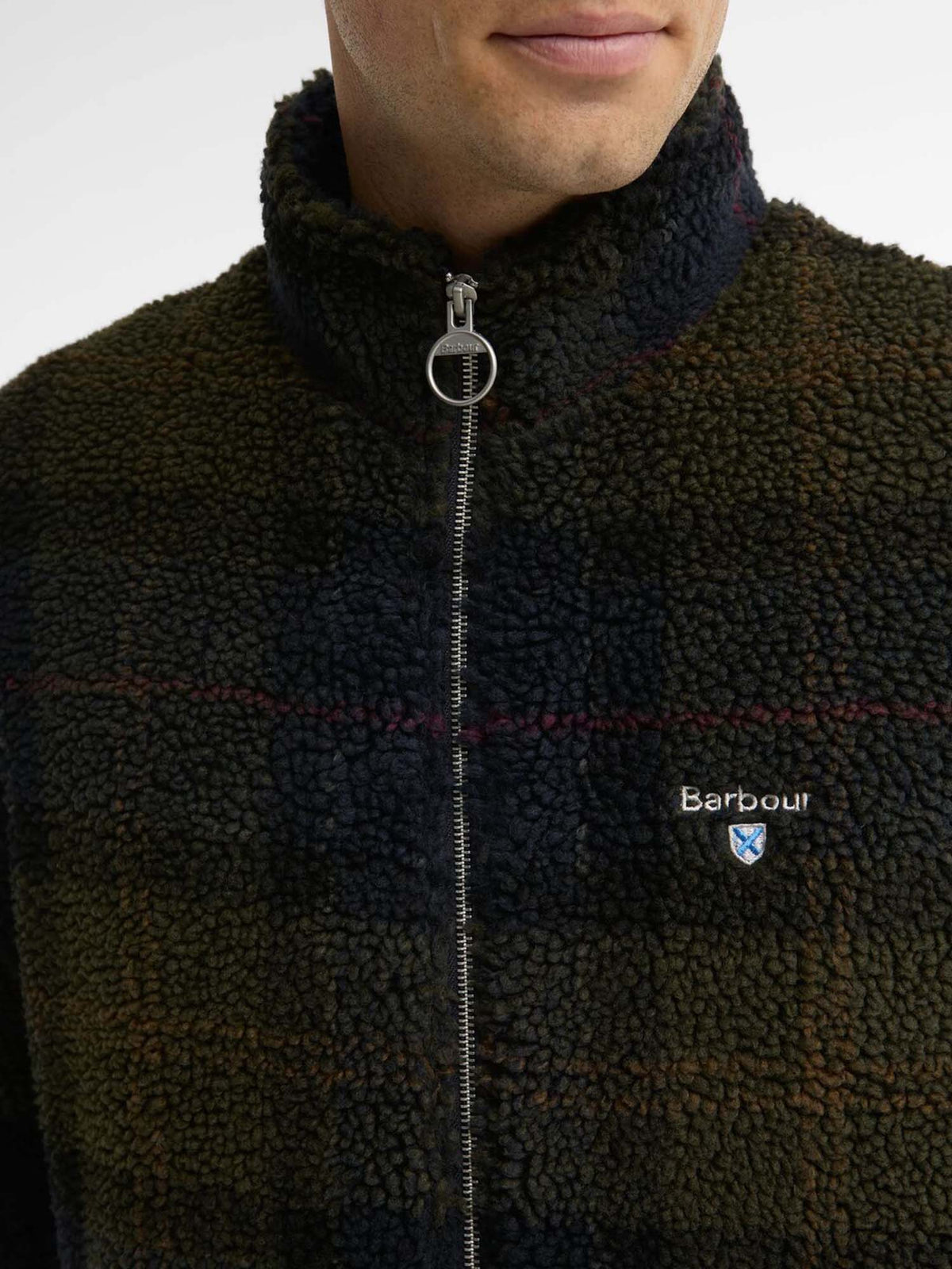 Barbour Pile sherpa con motivo tartan Multicolore