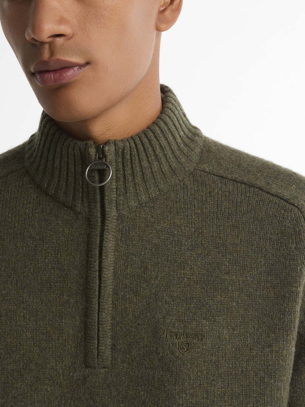 Barbour Maglione con zip corta Newtown Verde