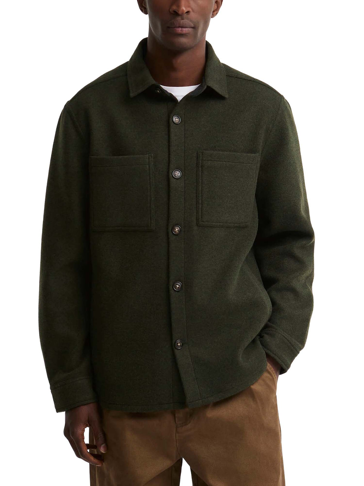 Barbour Overshirt misto lana Marltown leggermente aderente Verde
