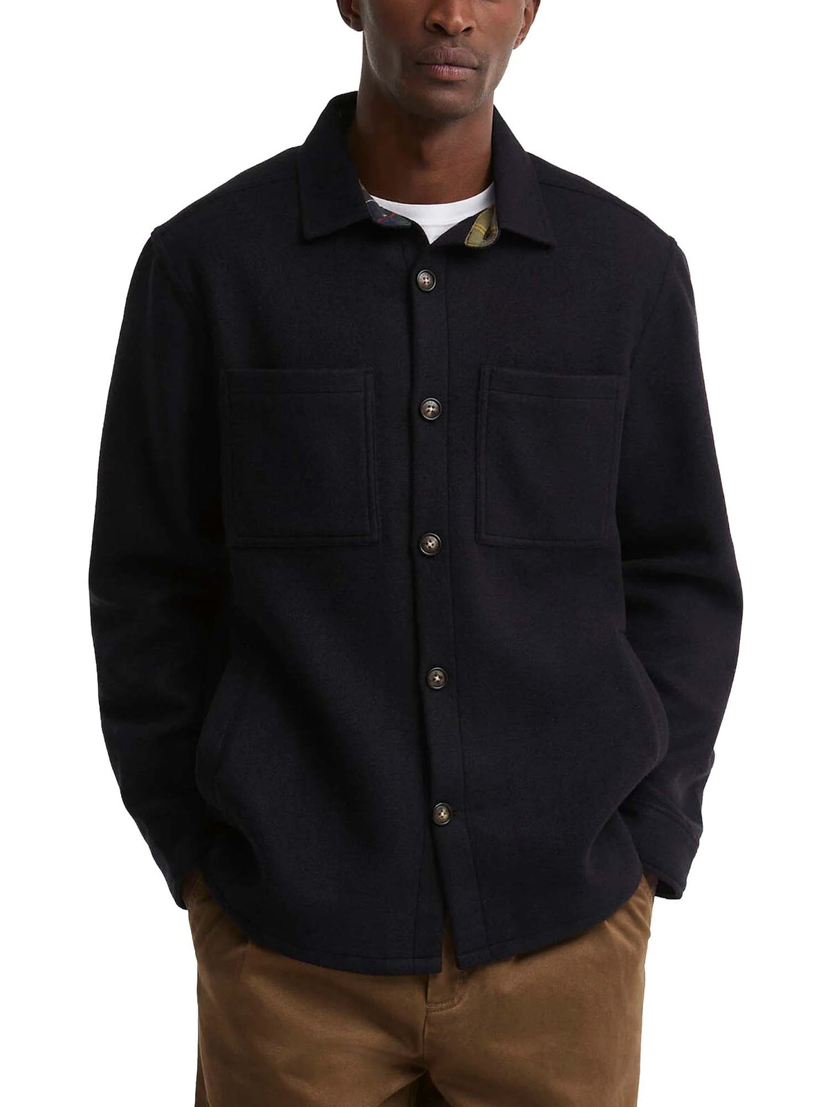 Barbour Overshirt misto lana Marltown leggermente aderente Blu