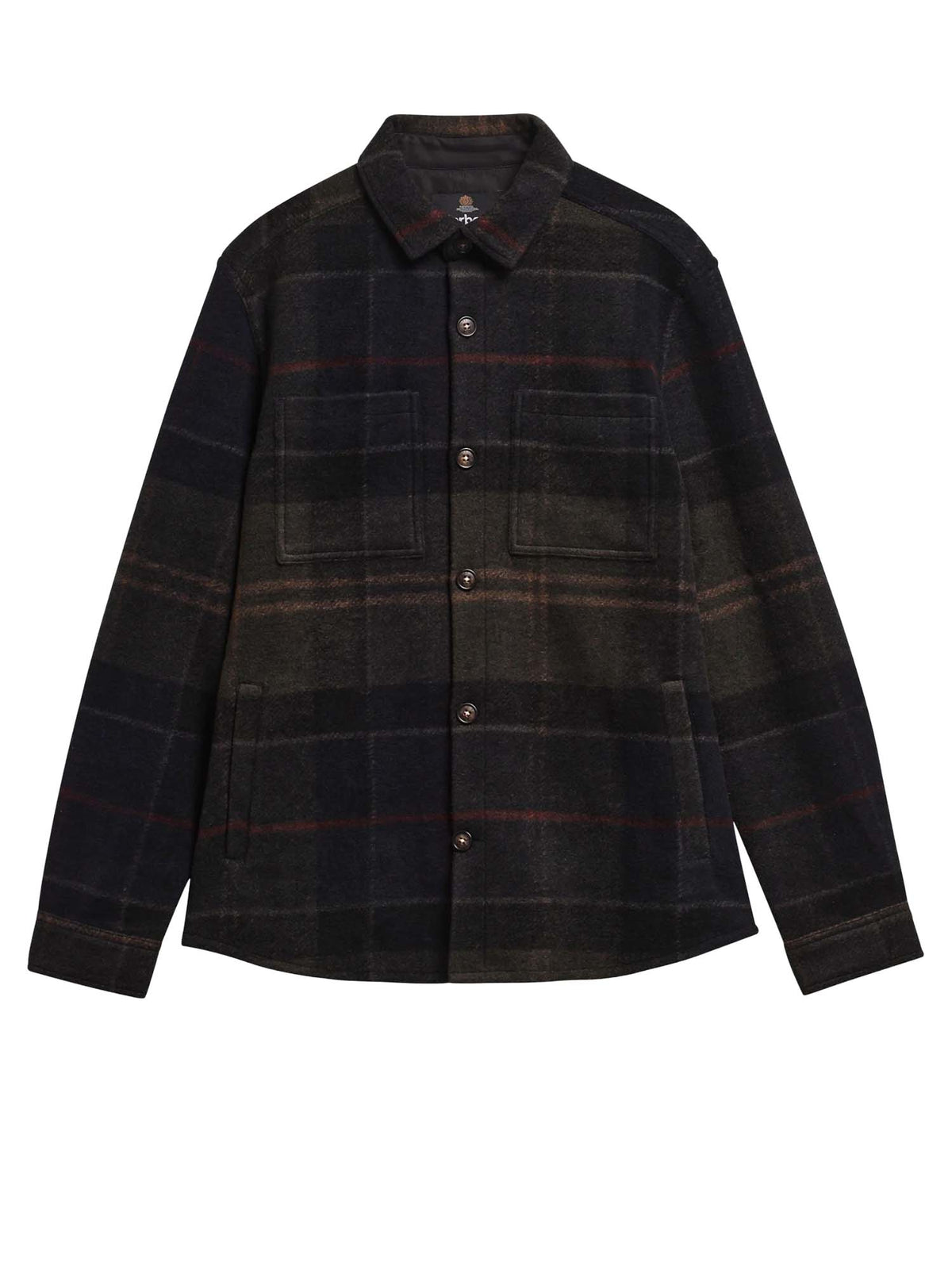 Barbour Overshirt Woodlane spazzolata con motivo a quadri Verde