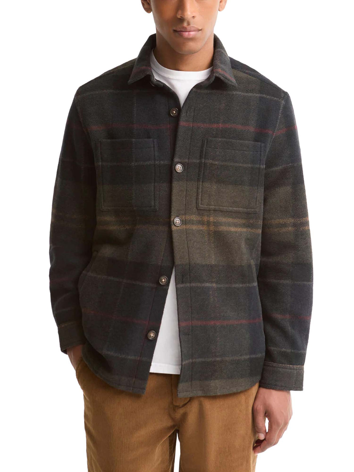 Barbour Overshirt Woodlane spazzolata con motivo a quadri Verde