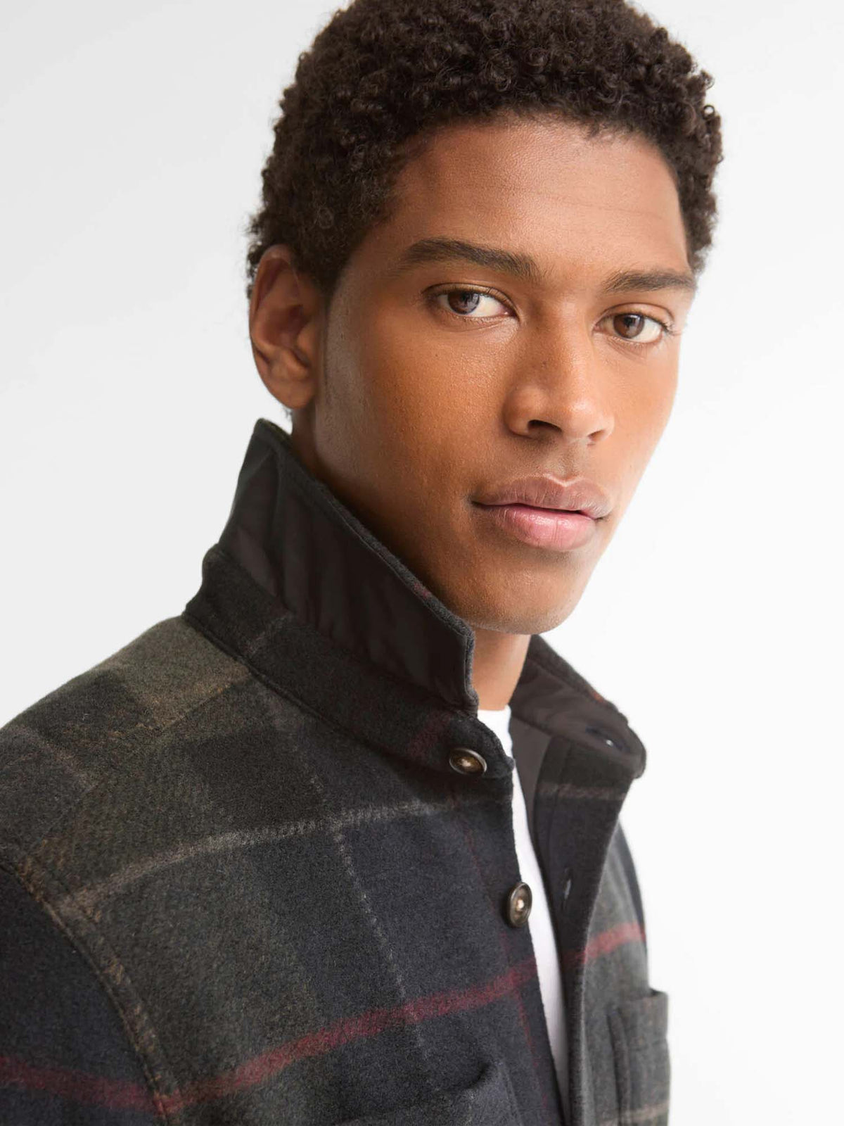 Barbour Overshirt Woodlane spazzolata con motivo a quadri Verde