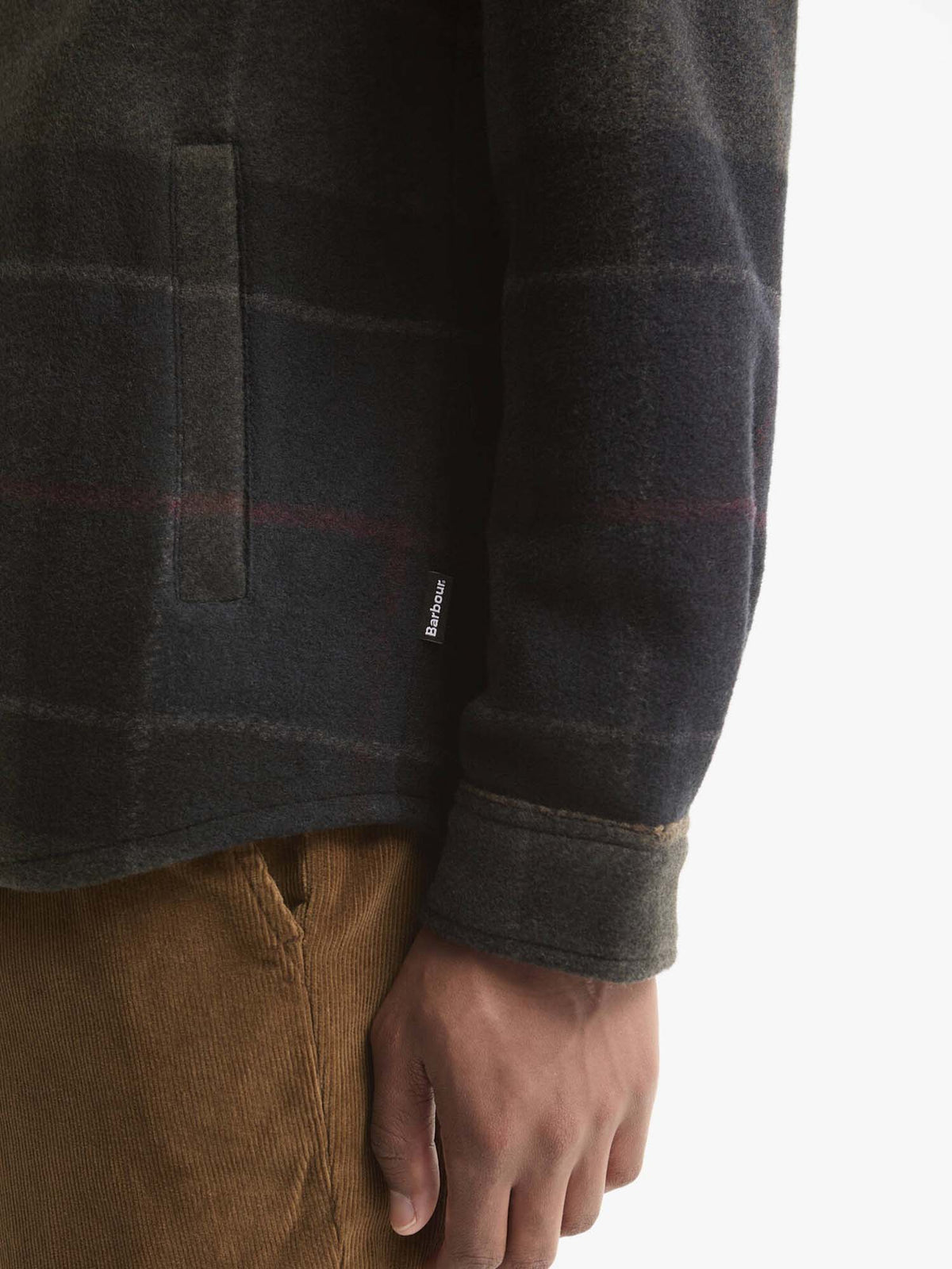 Barbour Overshirt Woodlane spazzolata con motivo a quadri Verde