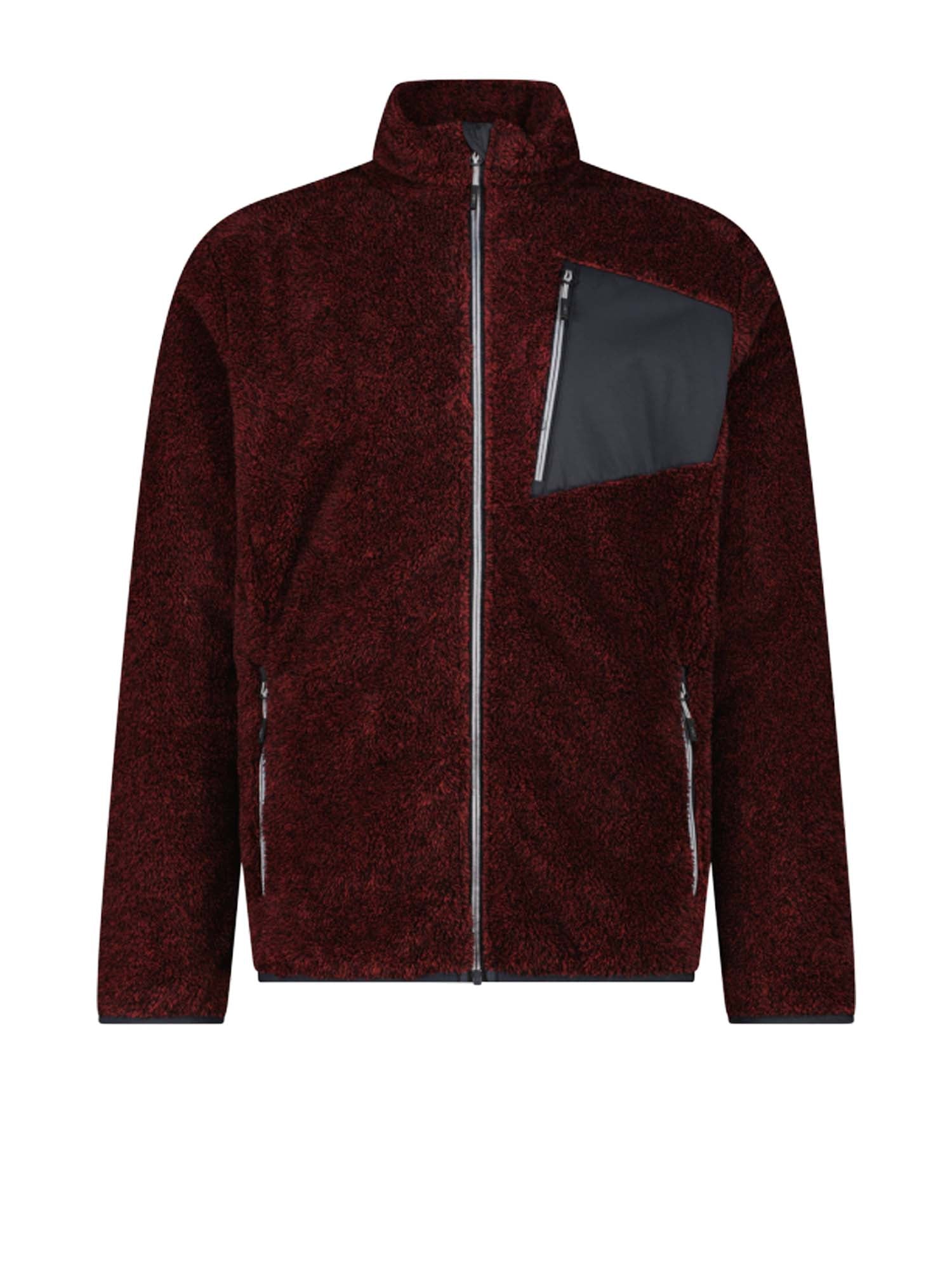 Cmp Giacca in pile HighLoft da uomo con tasca termoapplicata melange Bordeaux