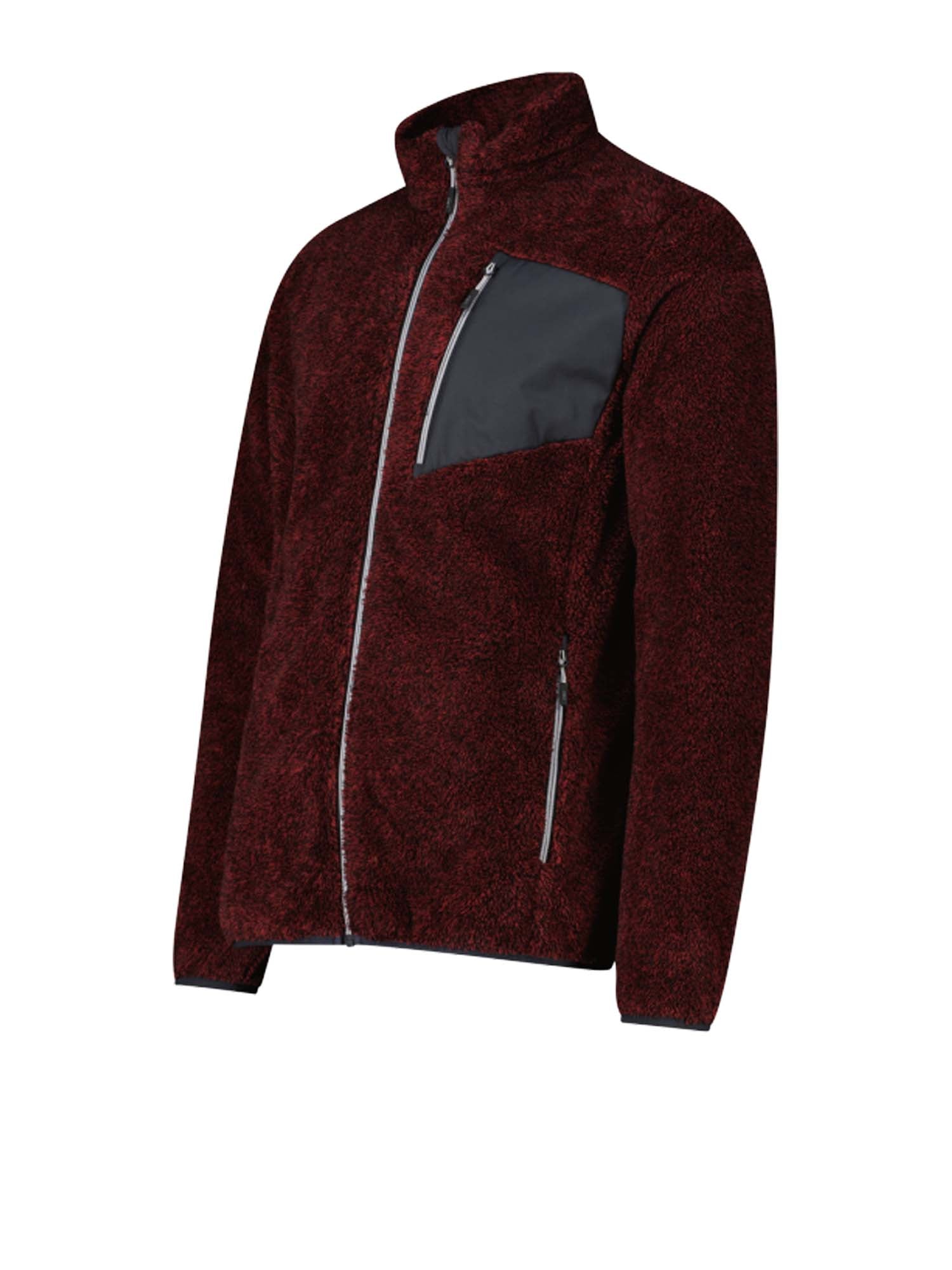 Cmp Giacca in pile HighLoft da uomo con tasca termoapplicata melange Bordeaux